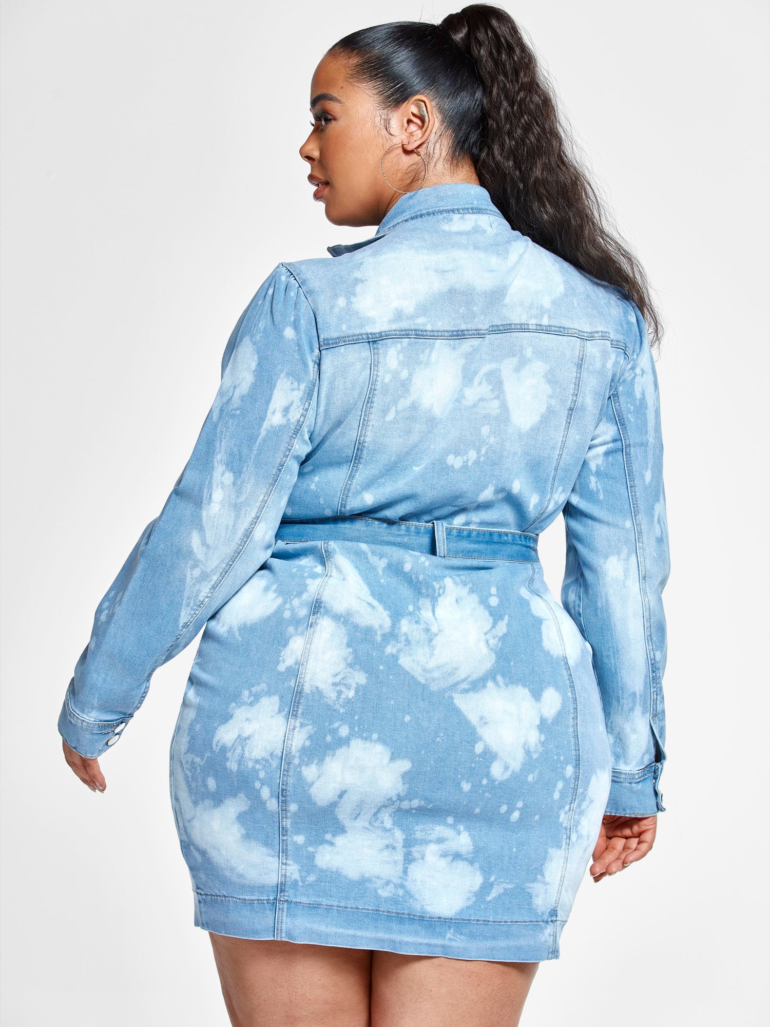 Nyssa Bleach Splatter Belted Denim Dress - Image 3