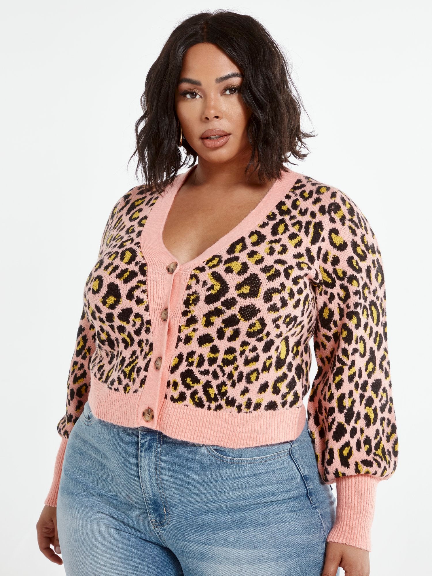 Olivia Leopard Print Cropped Cardigan - Image 2