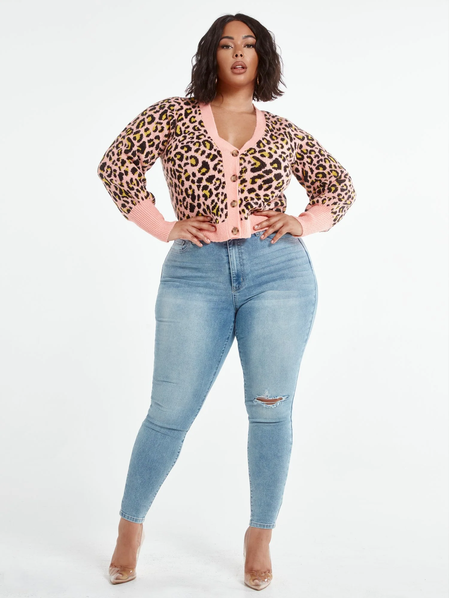 Olivia Leopard Print Cropped Cardigan - Image 7