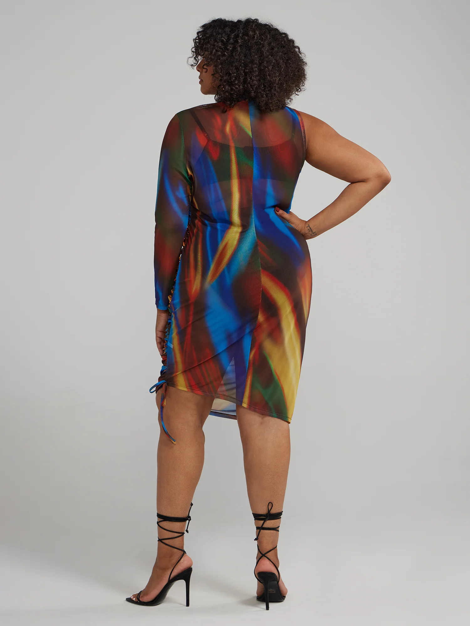 One Sleeve Ruched Dress - Image 3