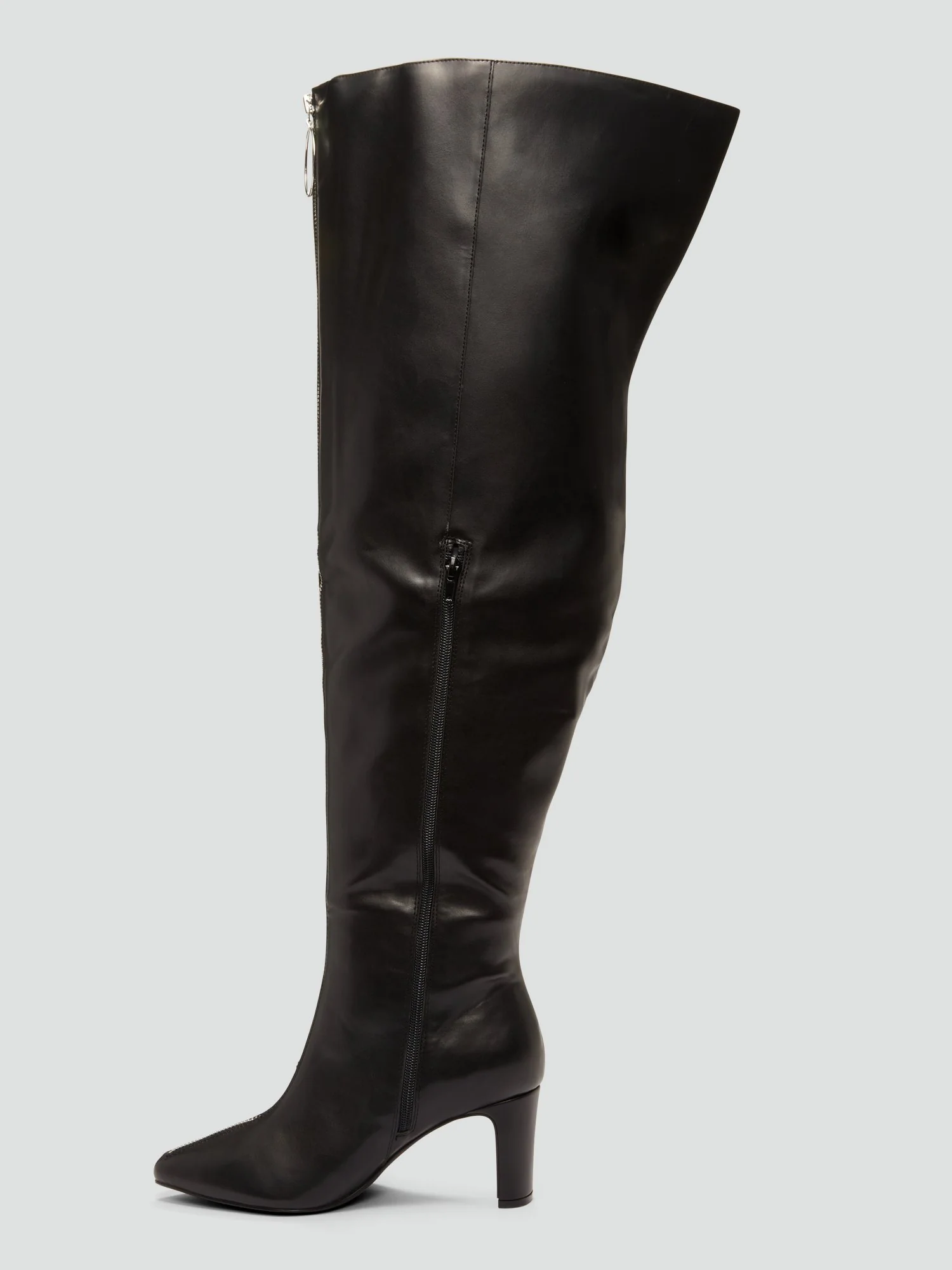 Onyx Thigh-High Zipper Detail Faux Leather Boots - Nadia x FTF - Image 4