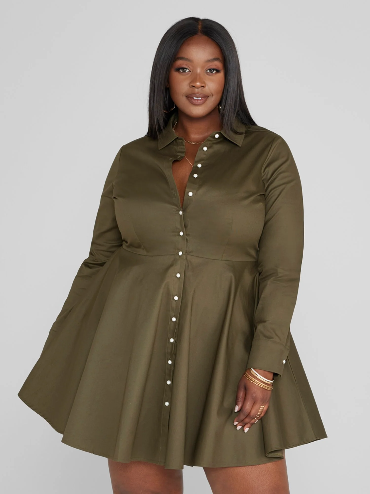 Paige Faux Pearl Button Down Shirt Dress - Image 2