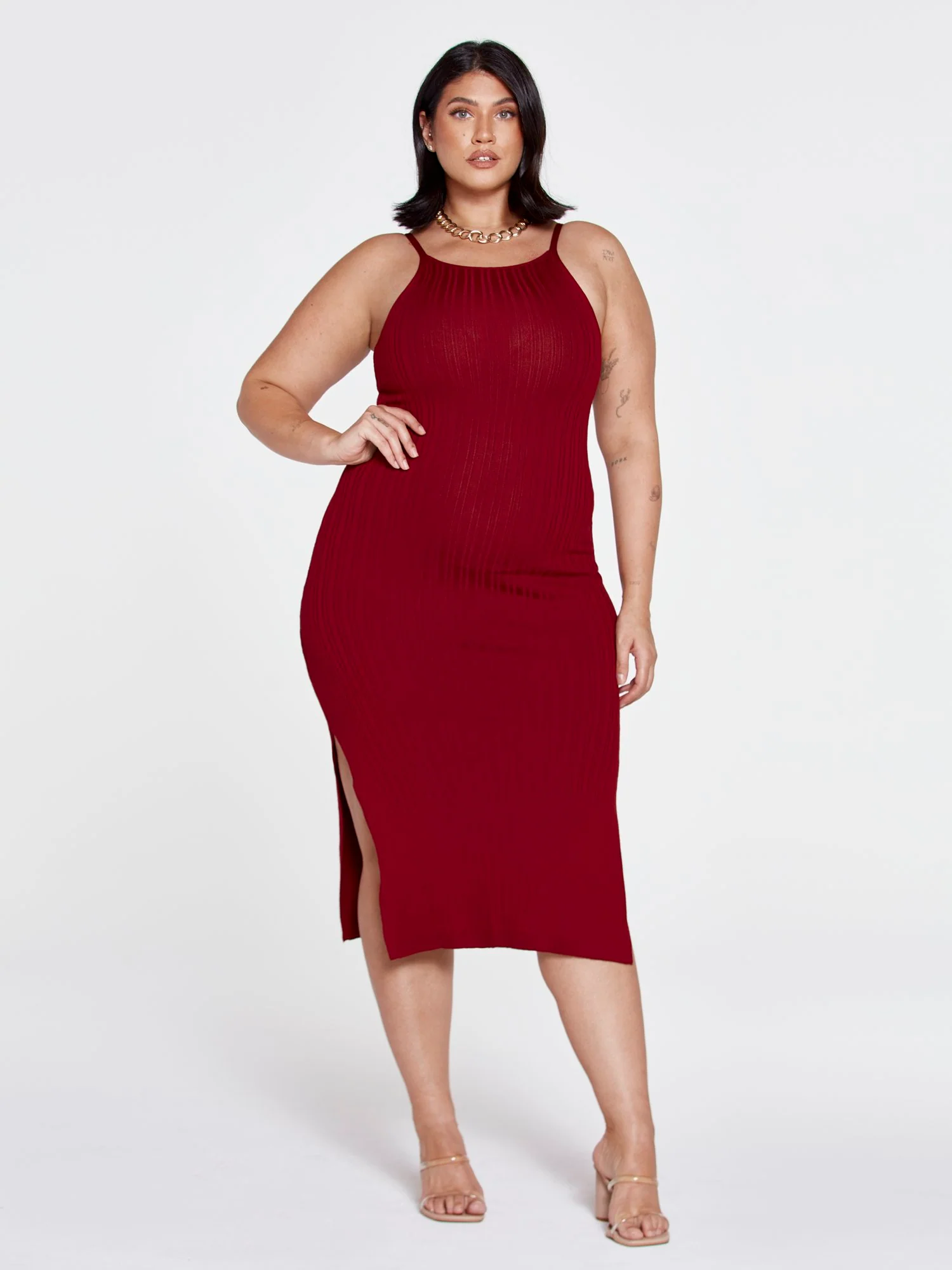 Patrice Ribbed Knit Bodycon Dress with Shrug - Image 4