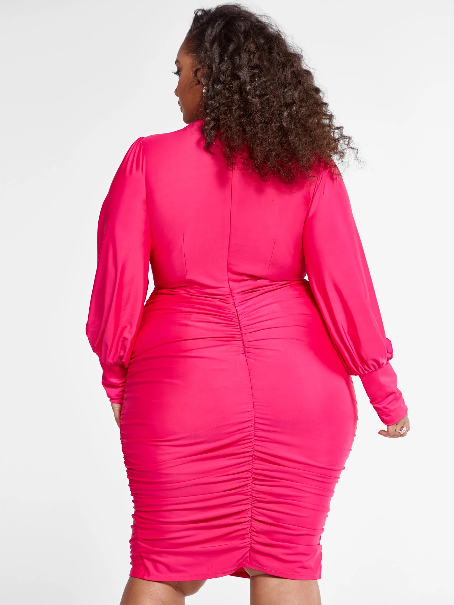 Paula Ruched Dress with Ruffle Detail - Image 3
