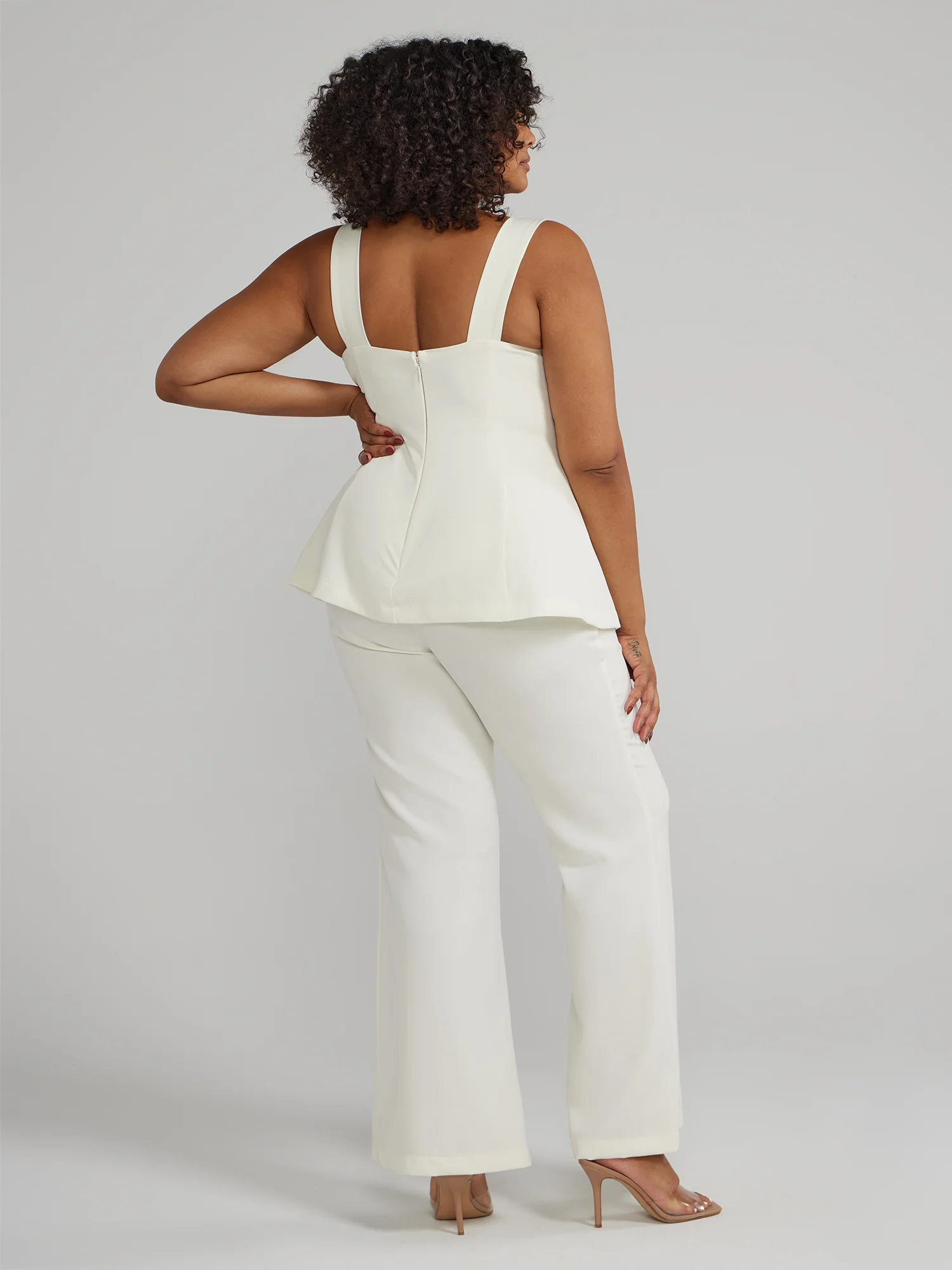 Peplum Waist Cutout Sleeveless Jumpsuit - Image 3