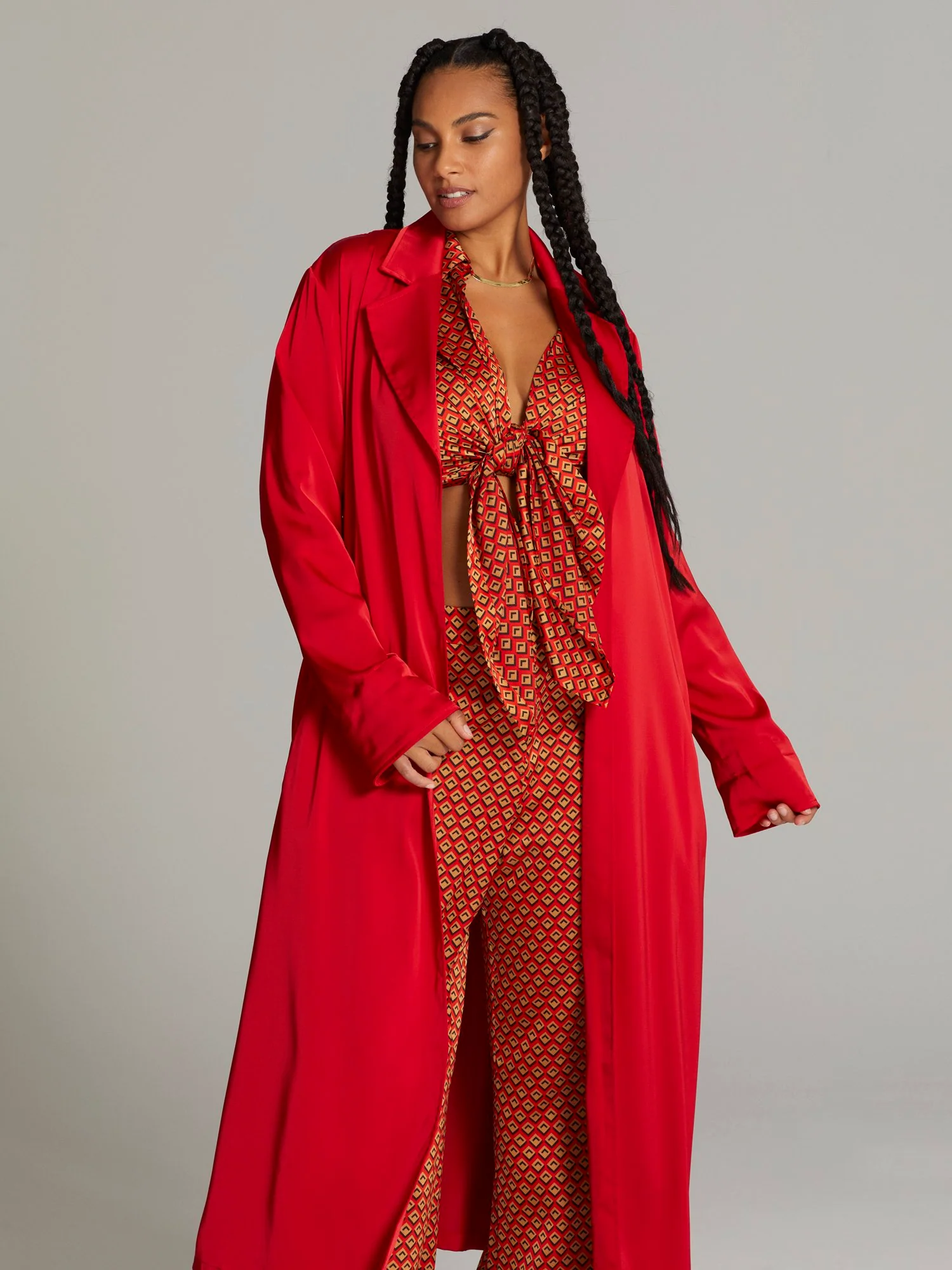 Philana Tie Waist Trench Coat - Image 3