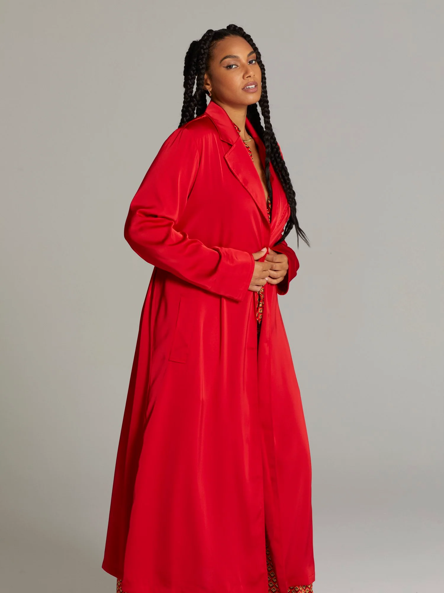 Philana Tie Waist Trench Coat - Image 5