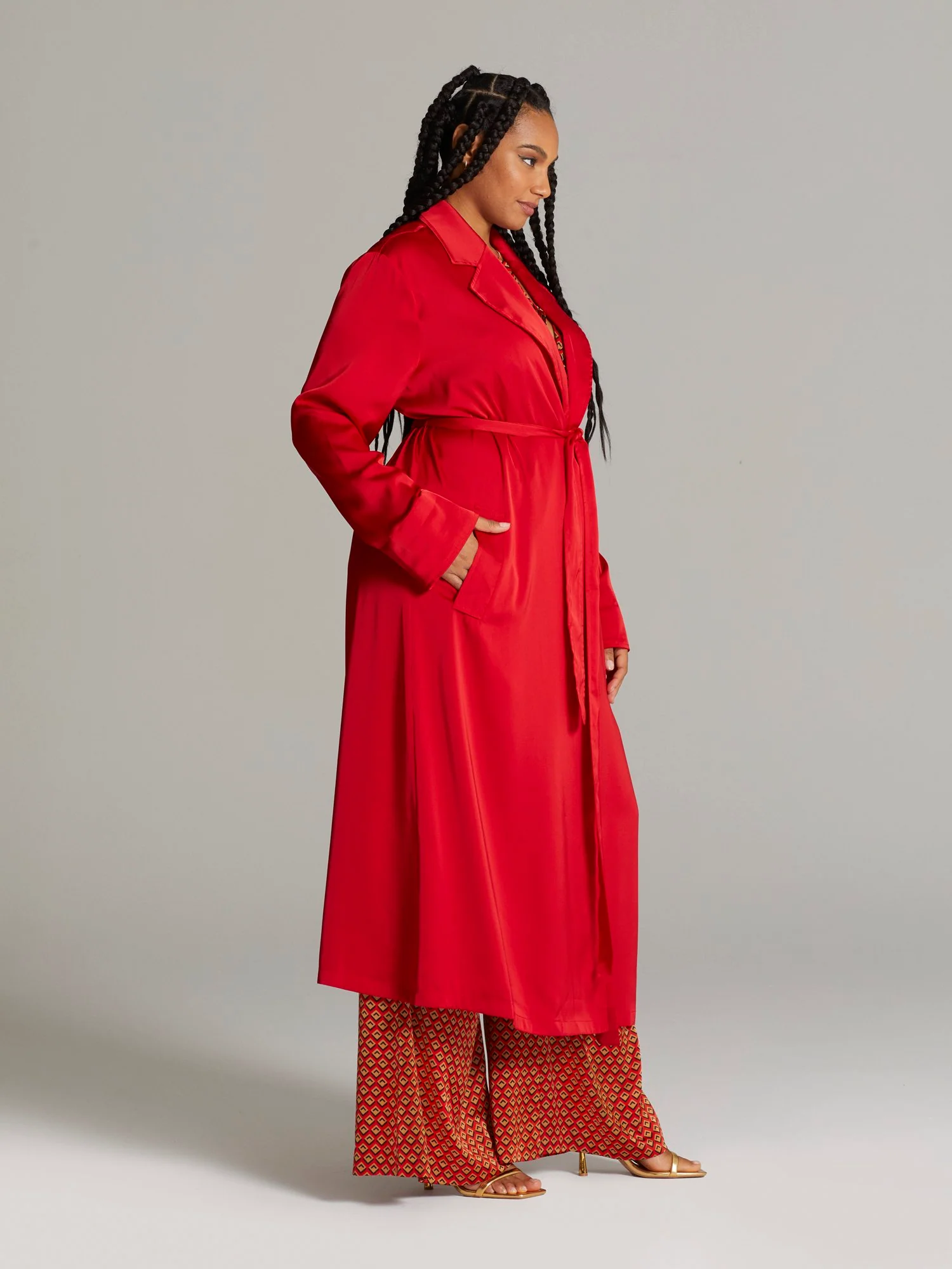 Philana Tie Waist Trench Coat - Image 6