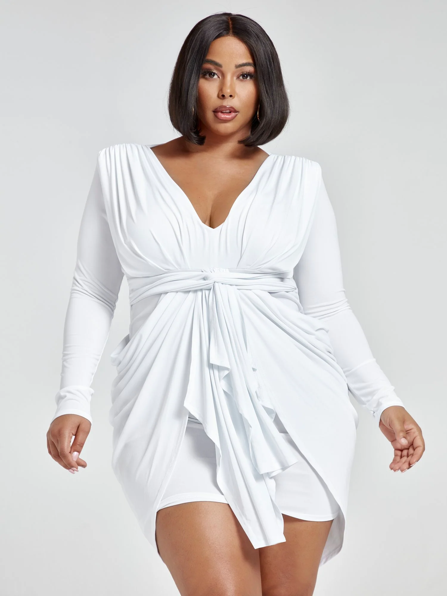 Raina Tie Front Drape Dress - Image 2