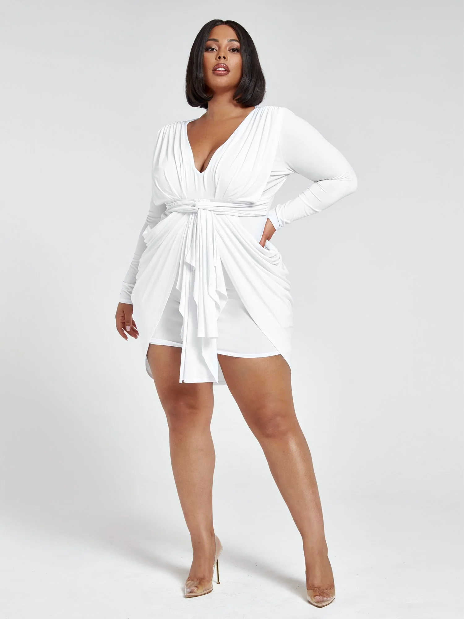 Raina Tie Front Drape Dress - Image 4
