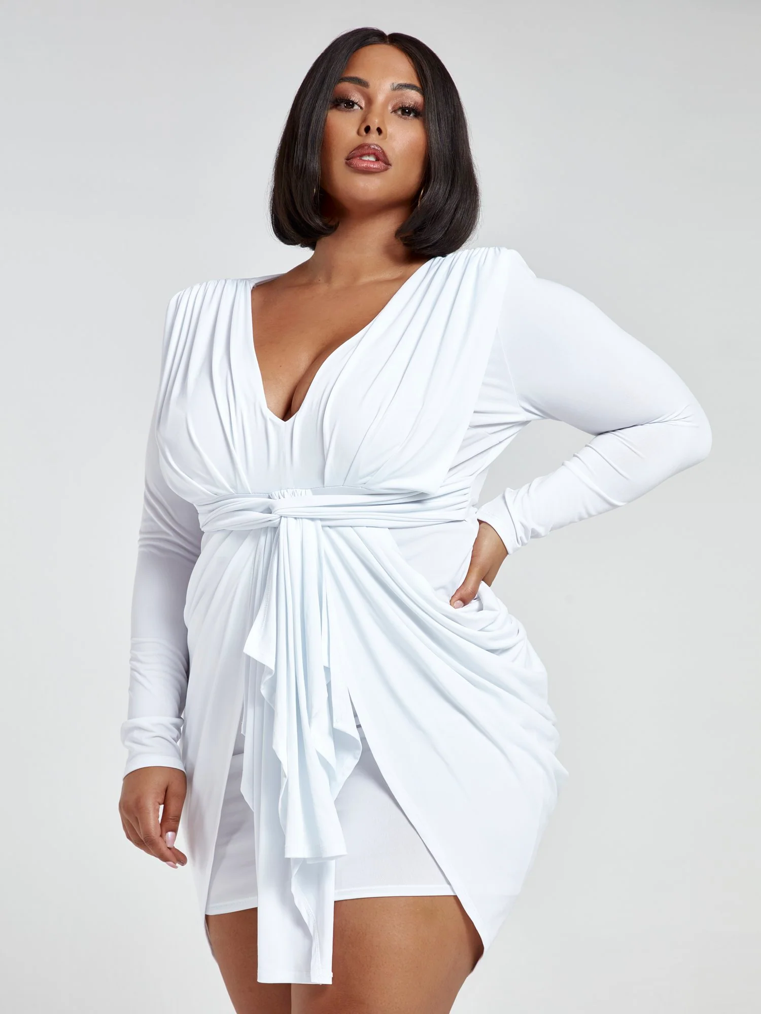 Raina Tie Front Drape Dress - Image 6