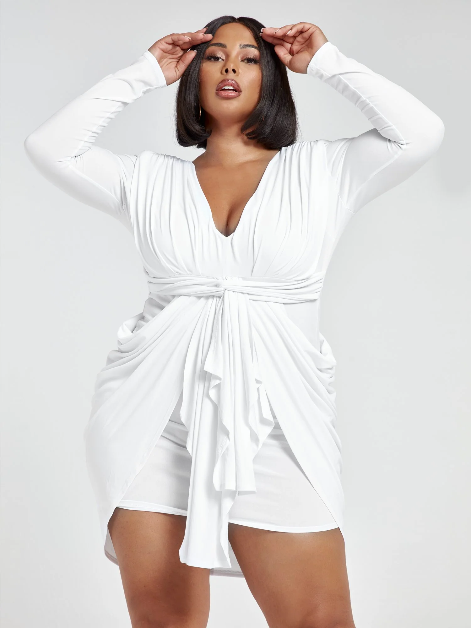 Raina Tie Front Drape Dress - Image 7