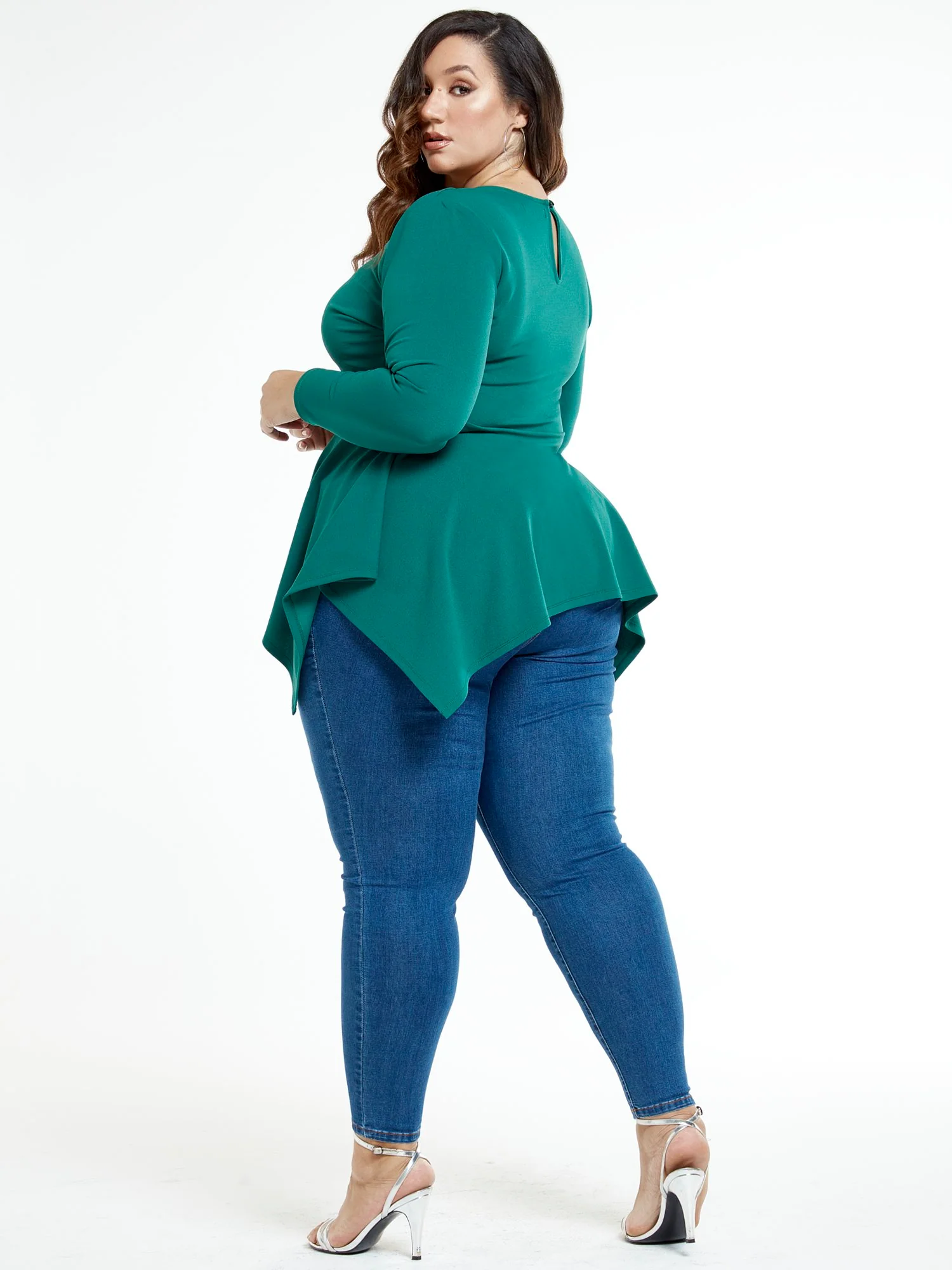 Raquel Peplum Top with Shark Bite Hem - Image 10