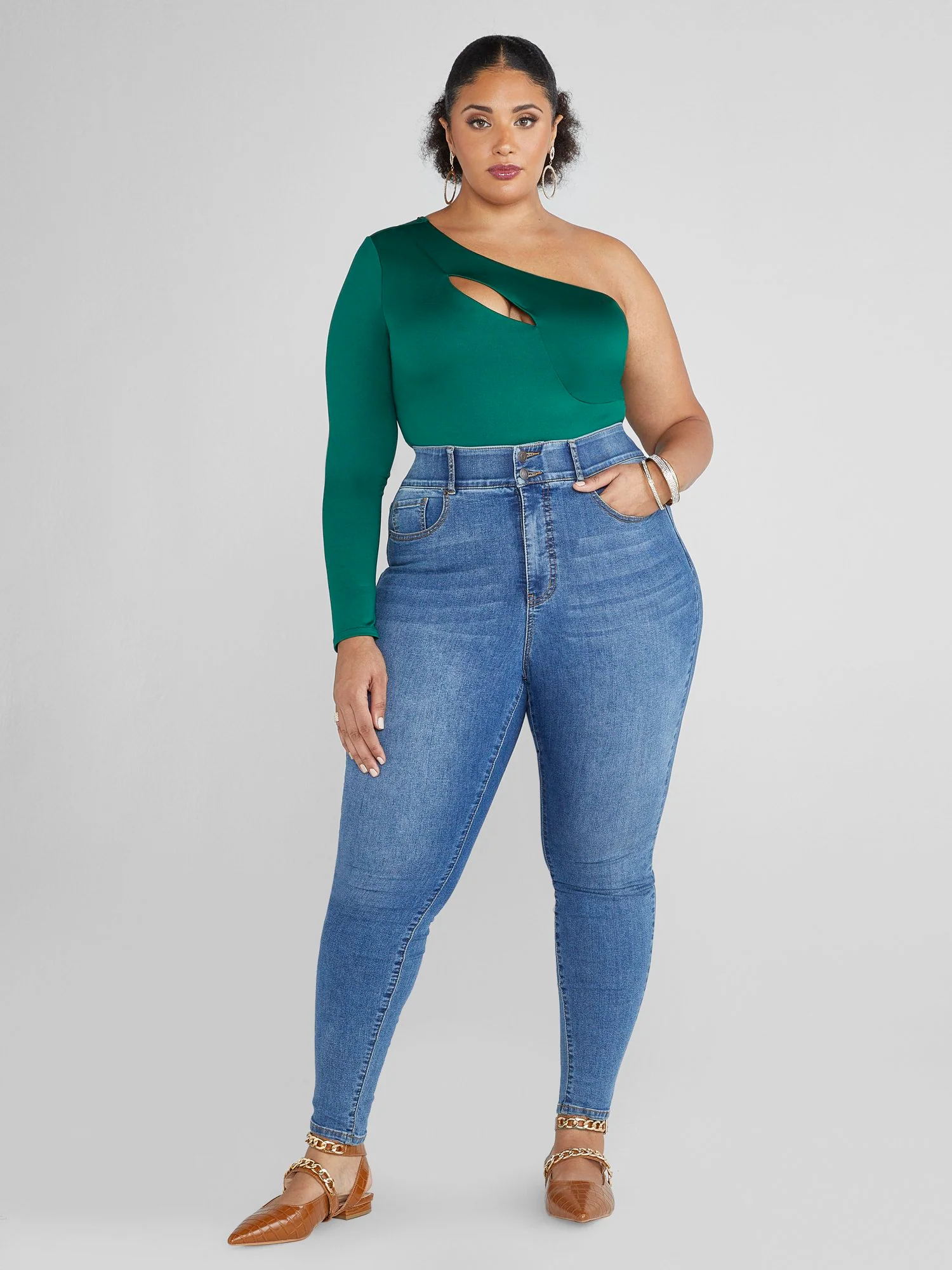 Raya One-Sleeve Cutout Bodysuit - Image 6