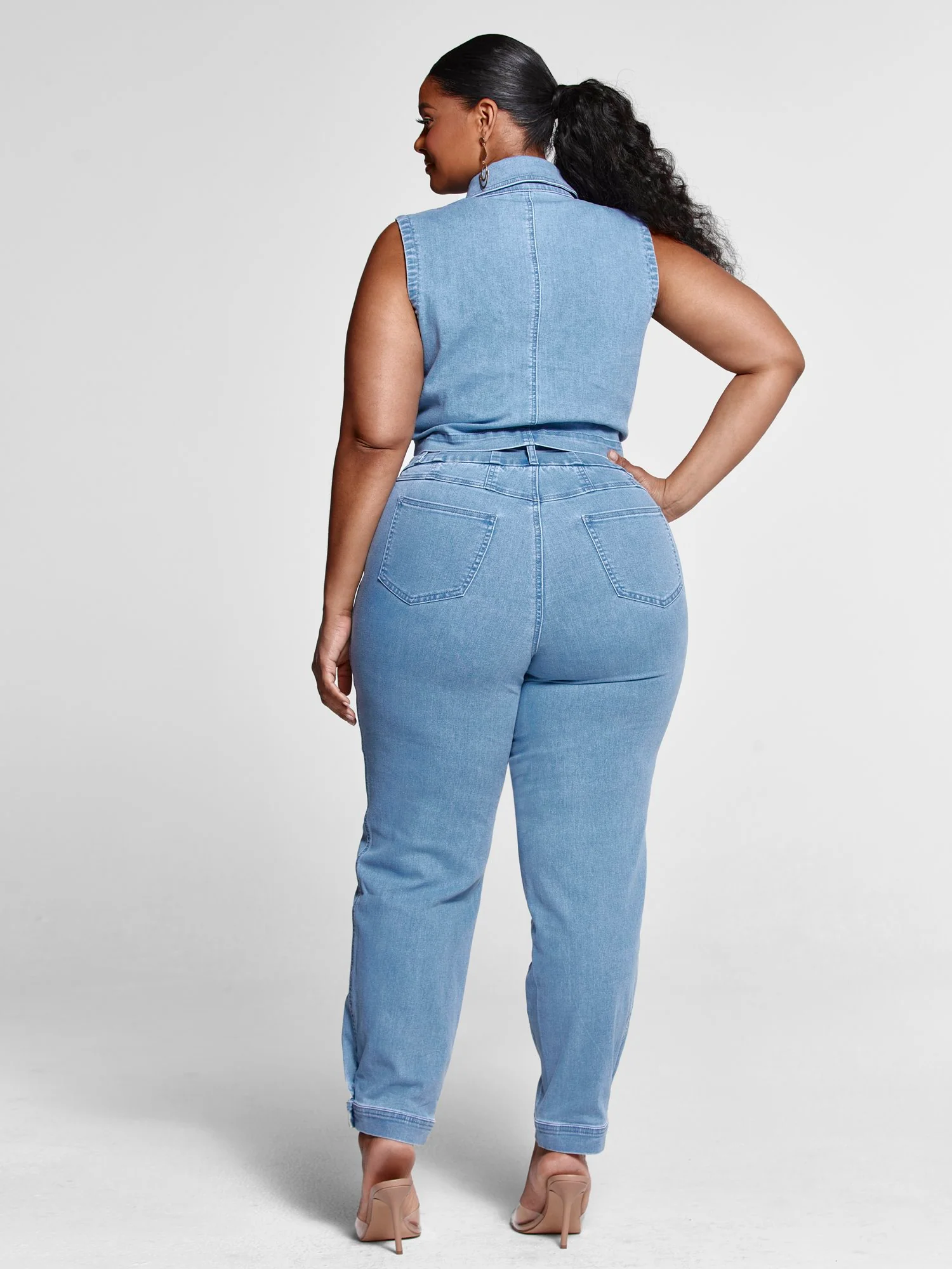 Reese Denim Button Down Crop Top - Image 5