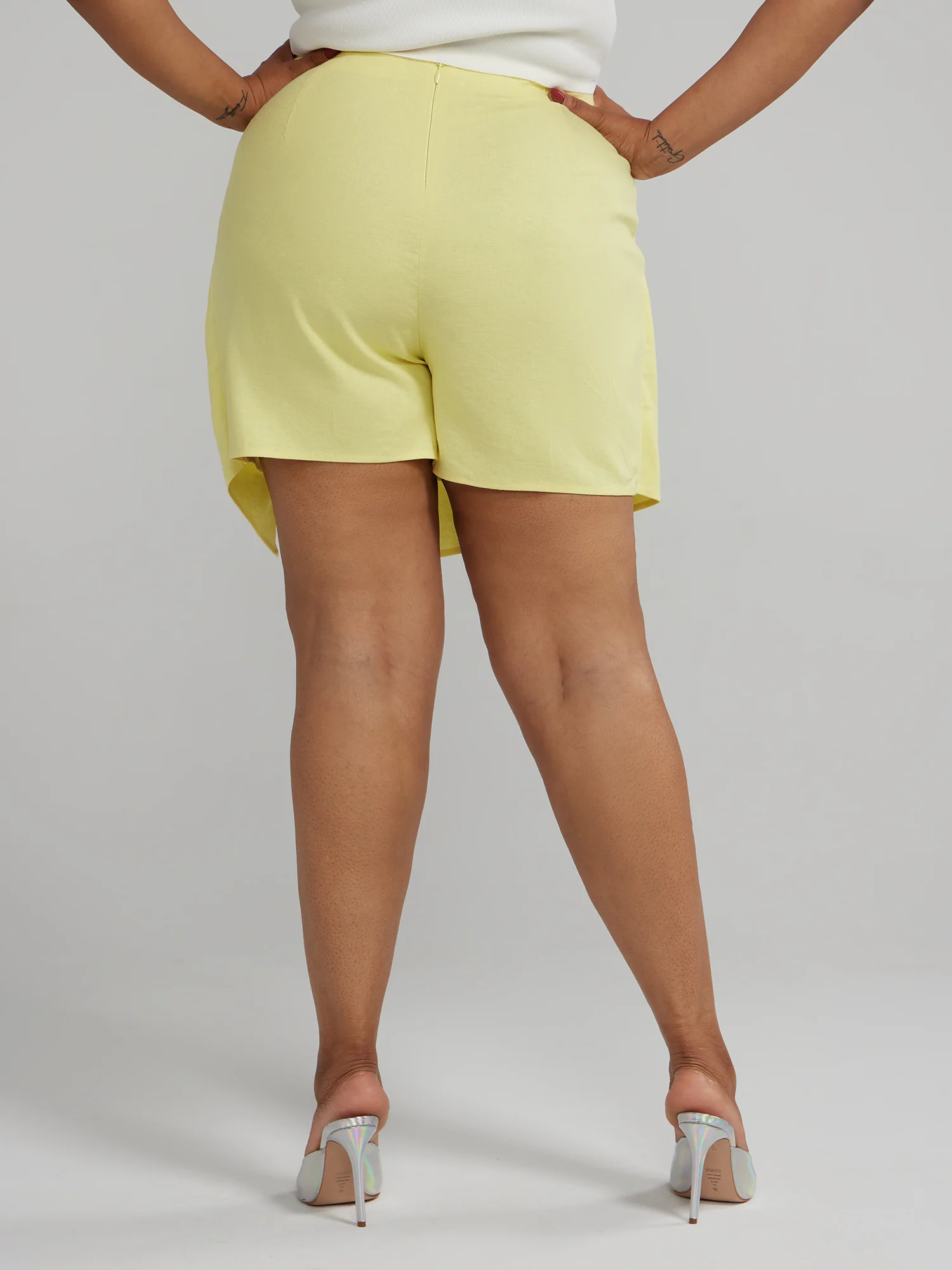 Rhinestone Button Front Slit Skort - Image 3