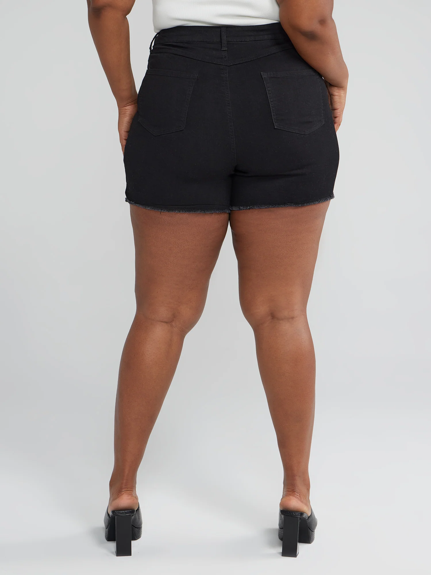 Rhinestone Zip Denim Shorts - Image 4