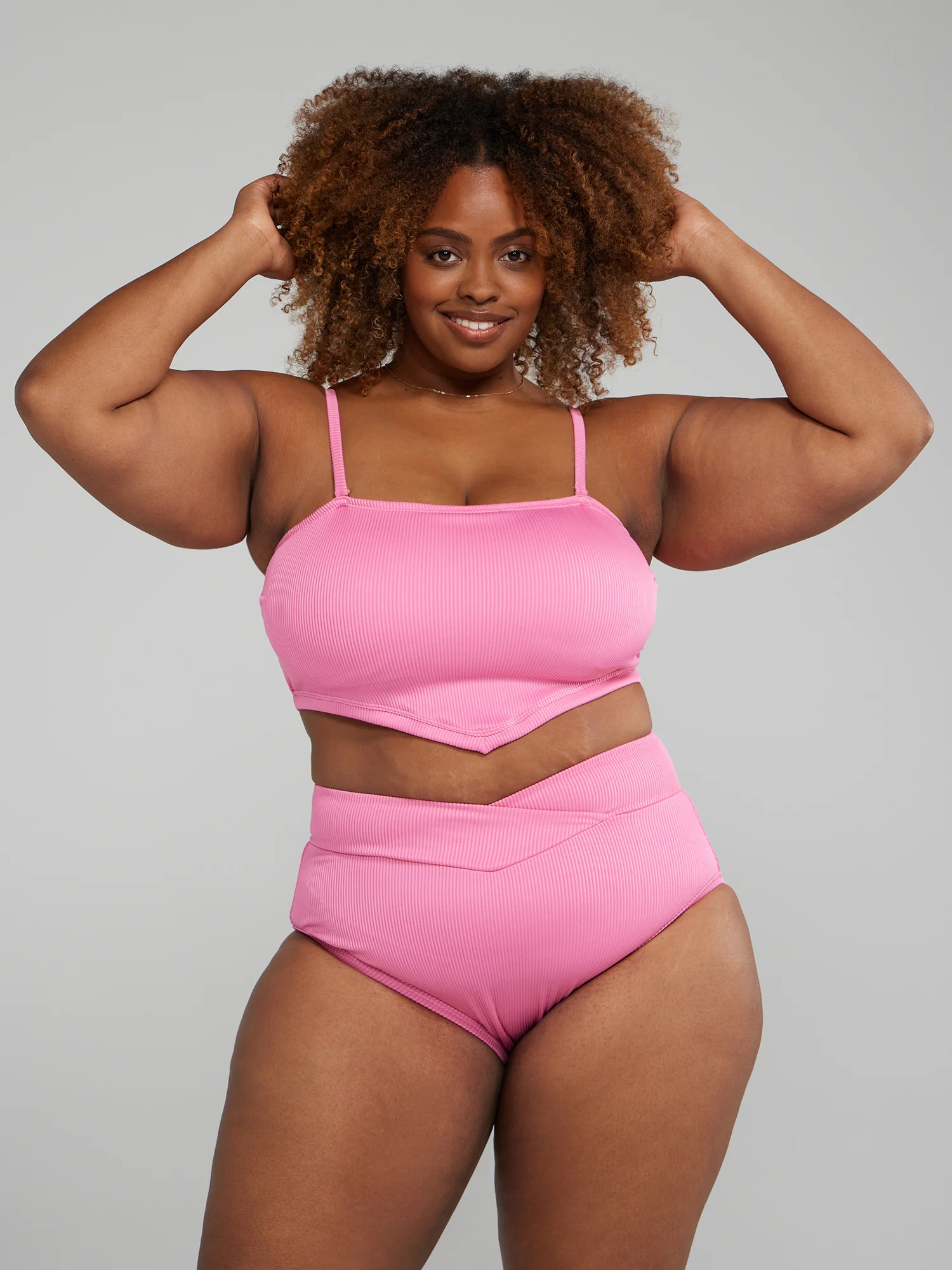 Ribbed Texture Tankini Top