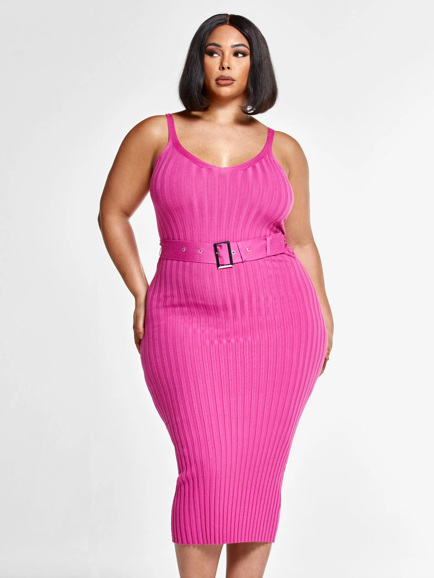 Robyn Belted Ribbed Knit Dress - Image 2