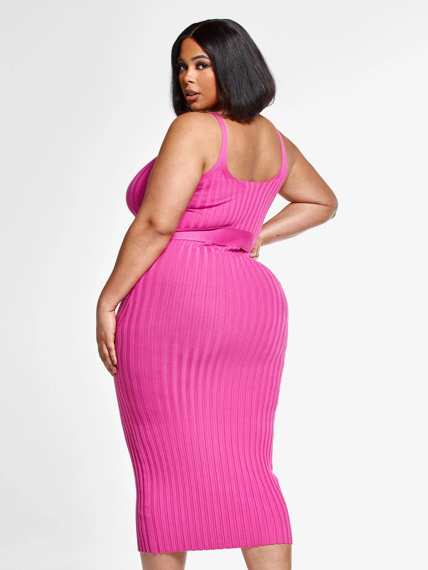 Robyn Belted Ribbed Knit Dress - Image 3