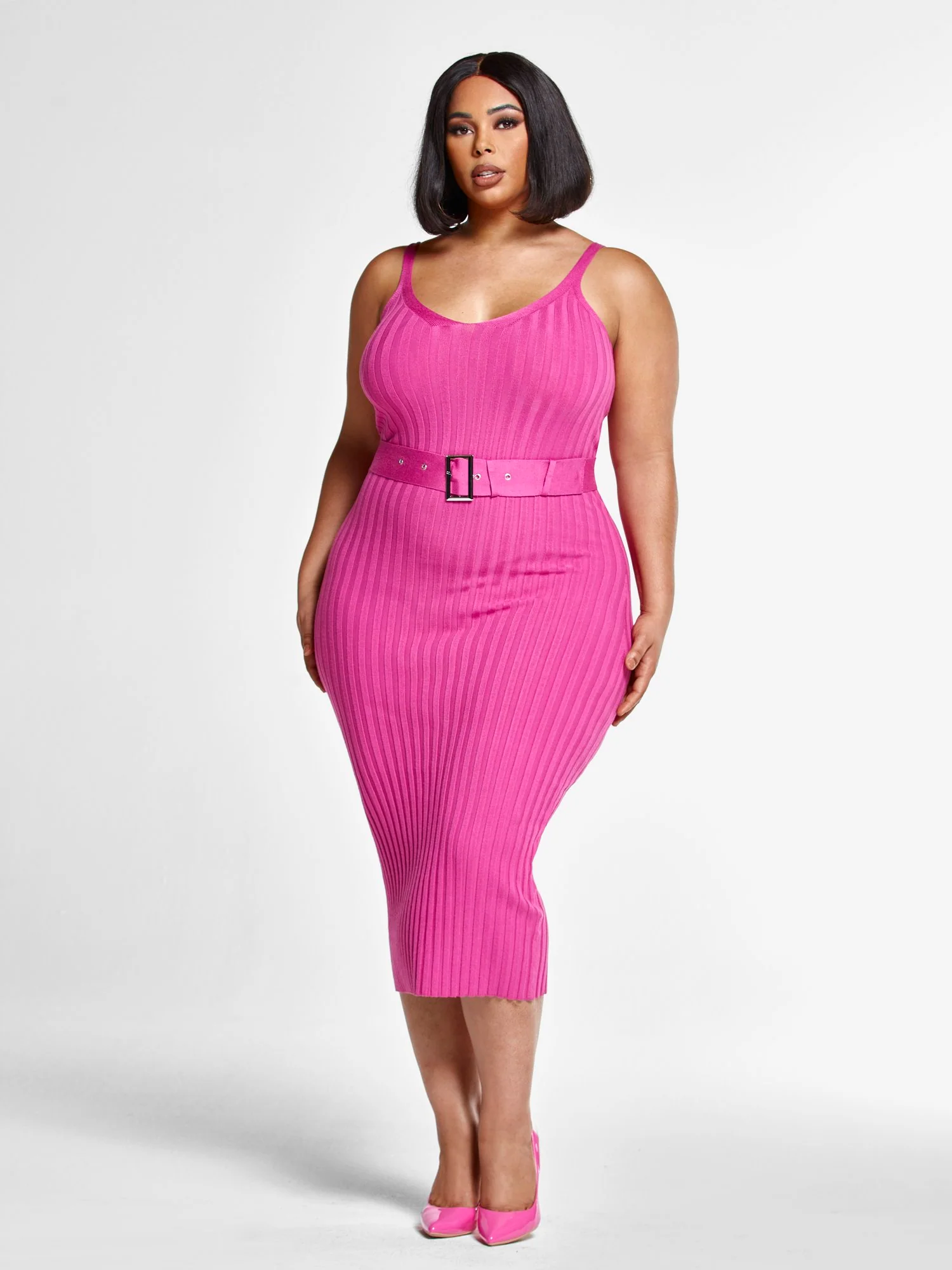 Robyn Belted Ribbed Knit Dress - Image 4