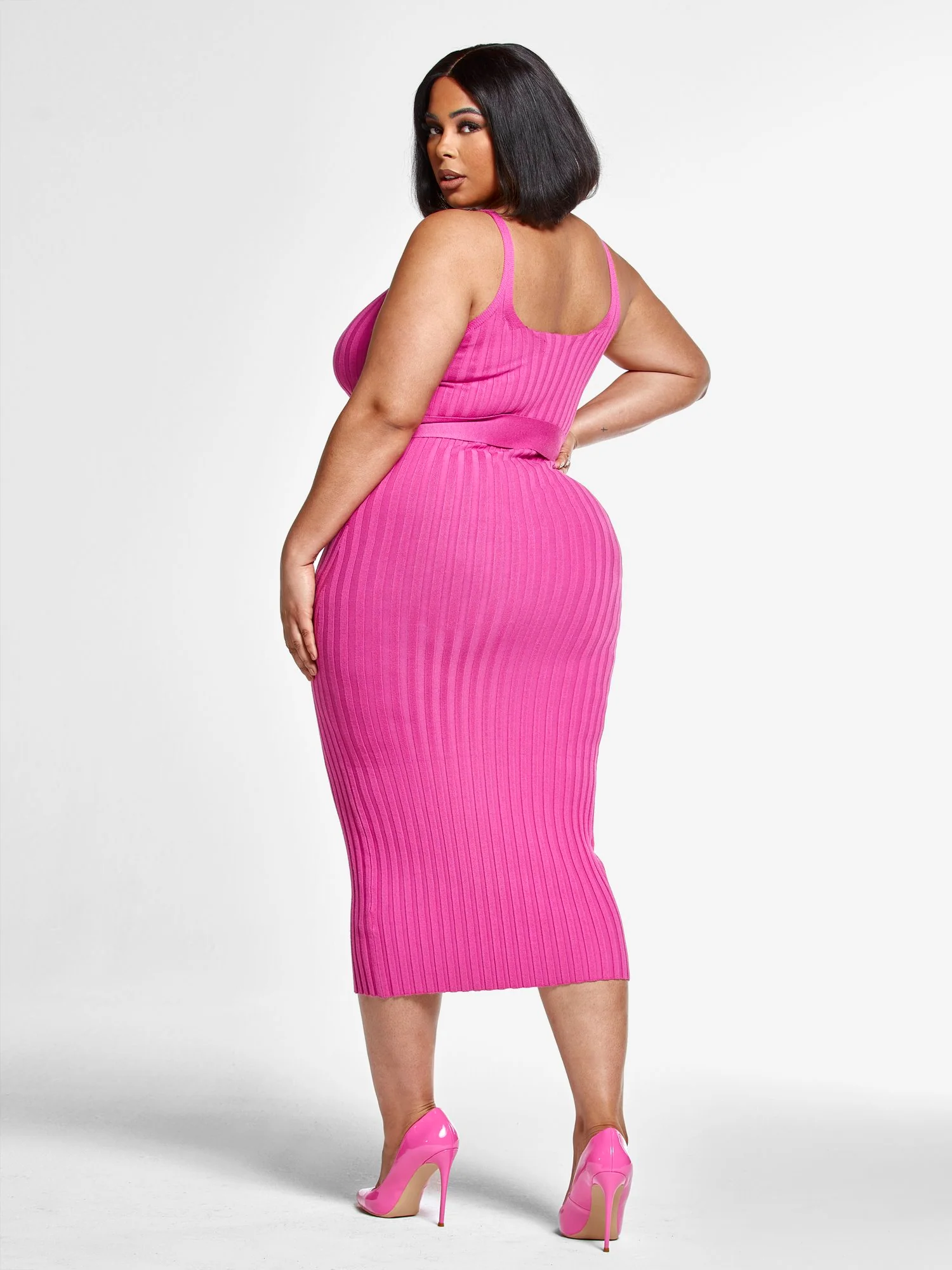 Robyn Belted Ribbed Knit Dress - Image 5
