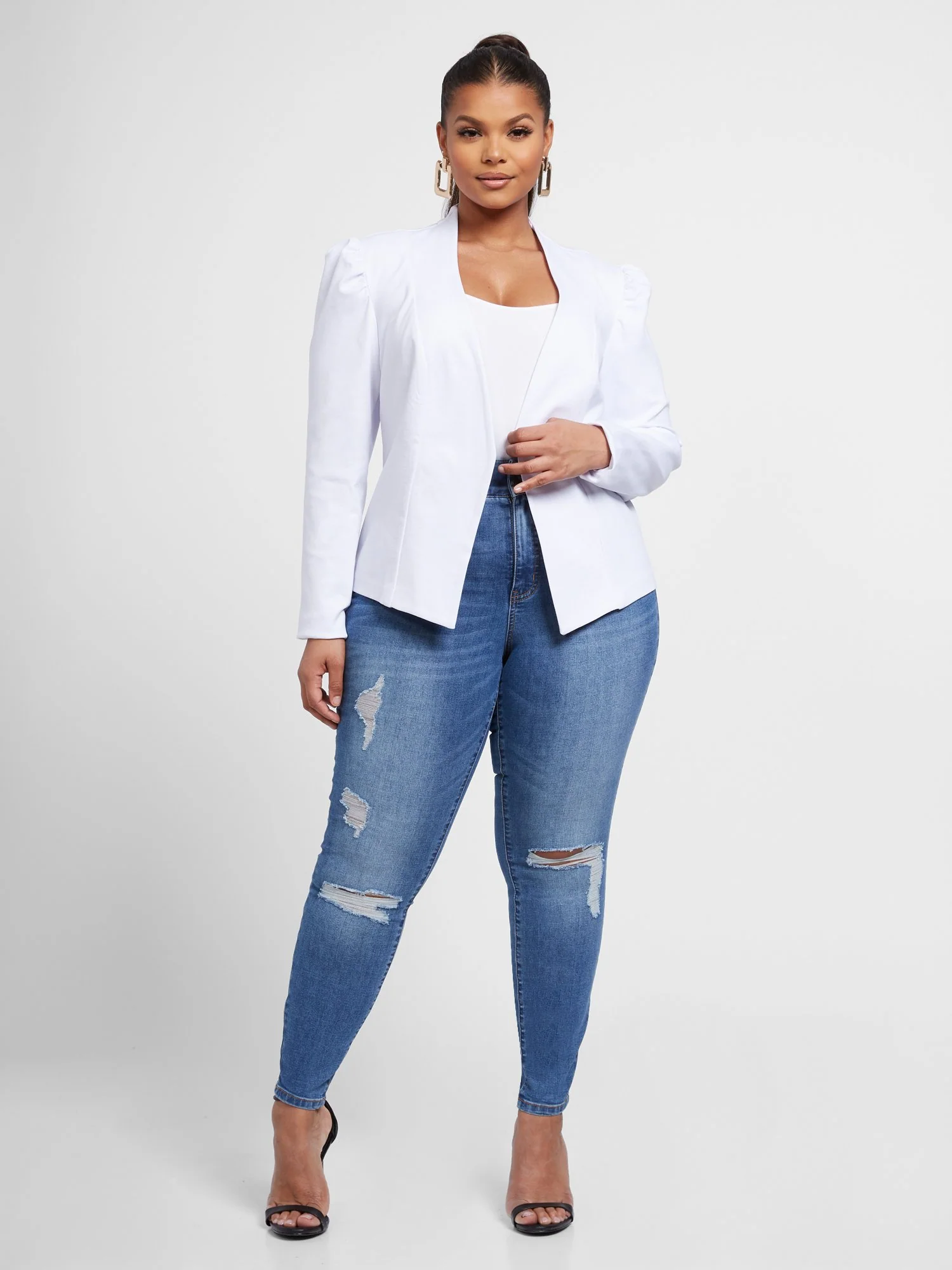 Rory White Puff Sleeve Blazer - Image 4