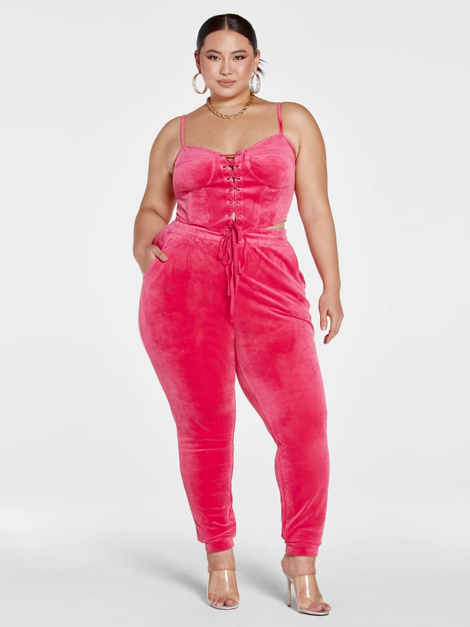 Rowan Velour Lace-Up Corset Top - Image 3