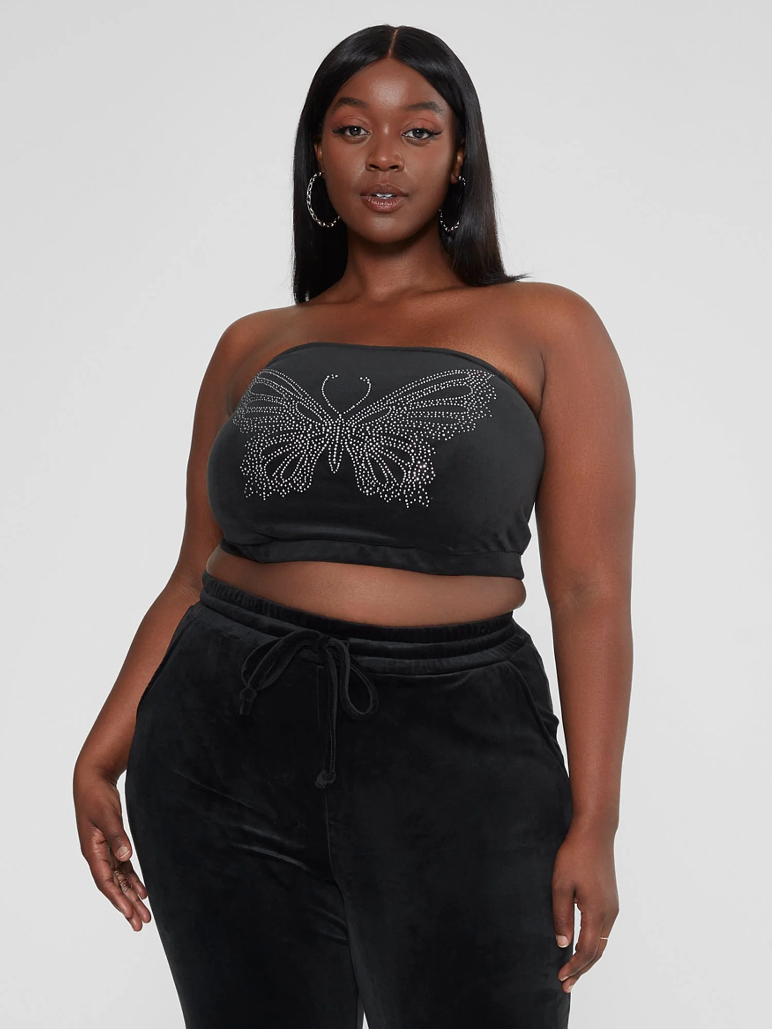 Ruby Velour Butterfly Rhinestone Tube Top