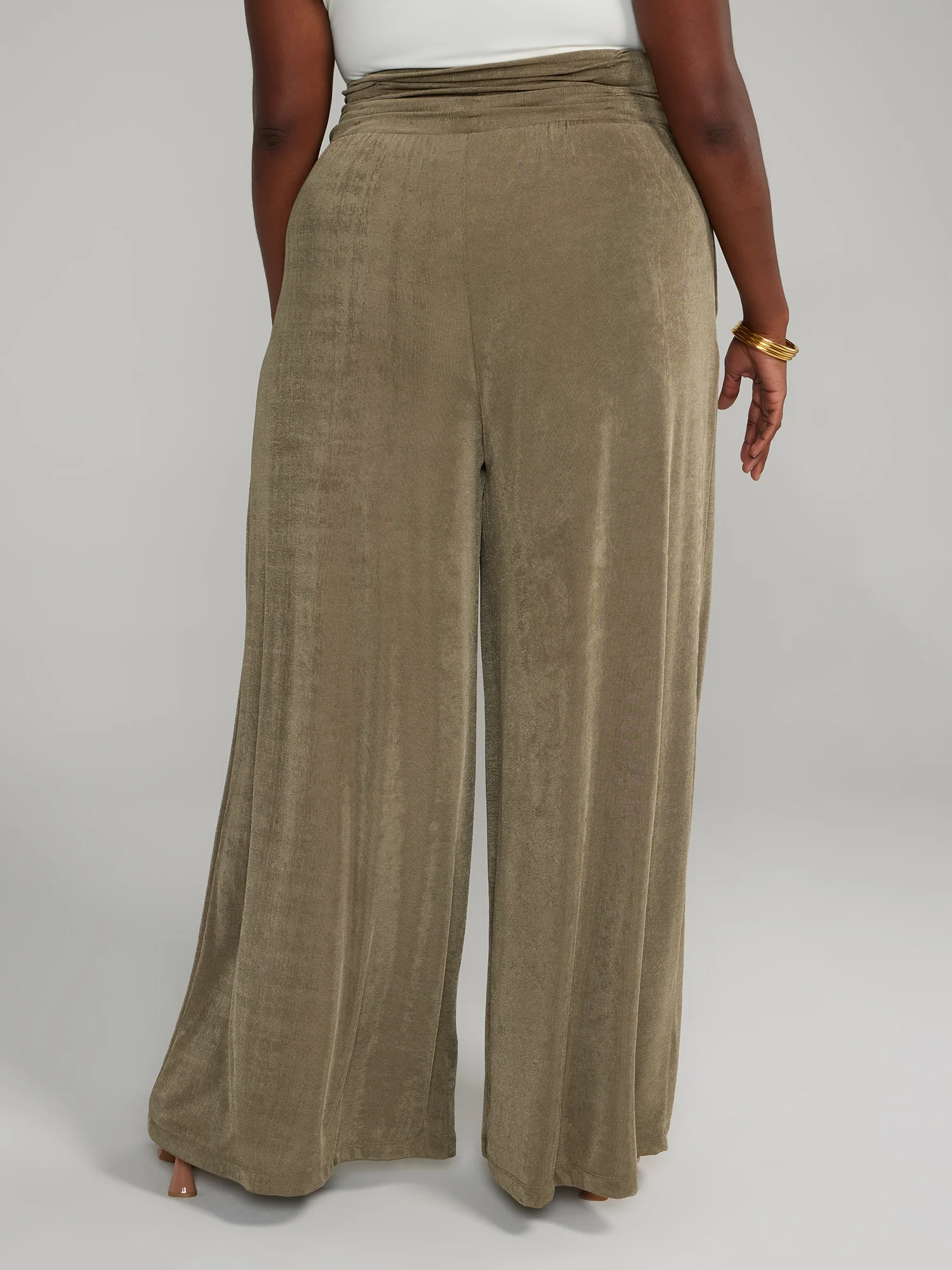 Ruched Waist Wide Leg Pants - Image 3