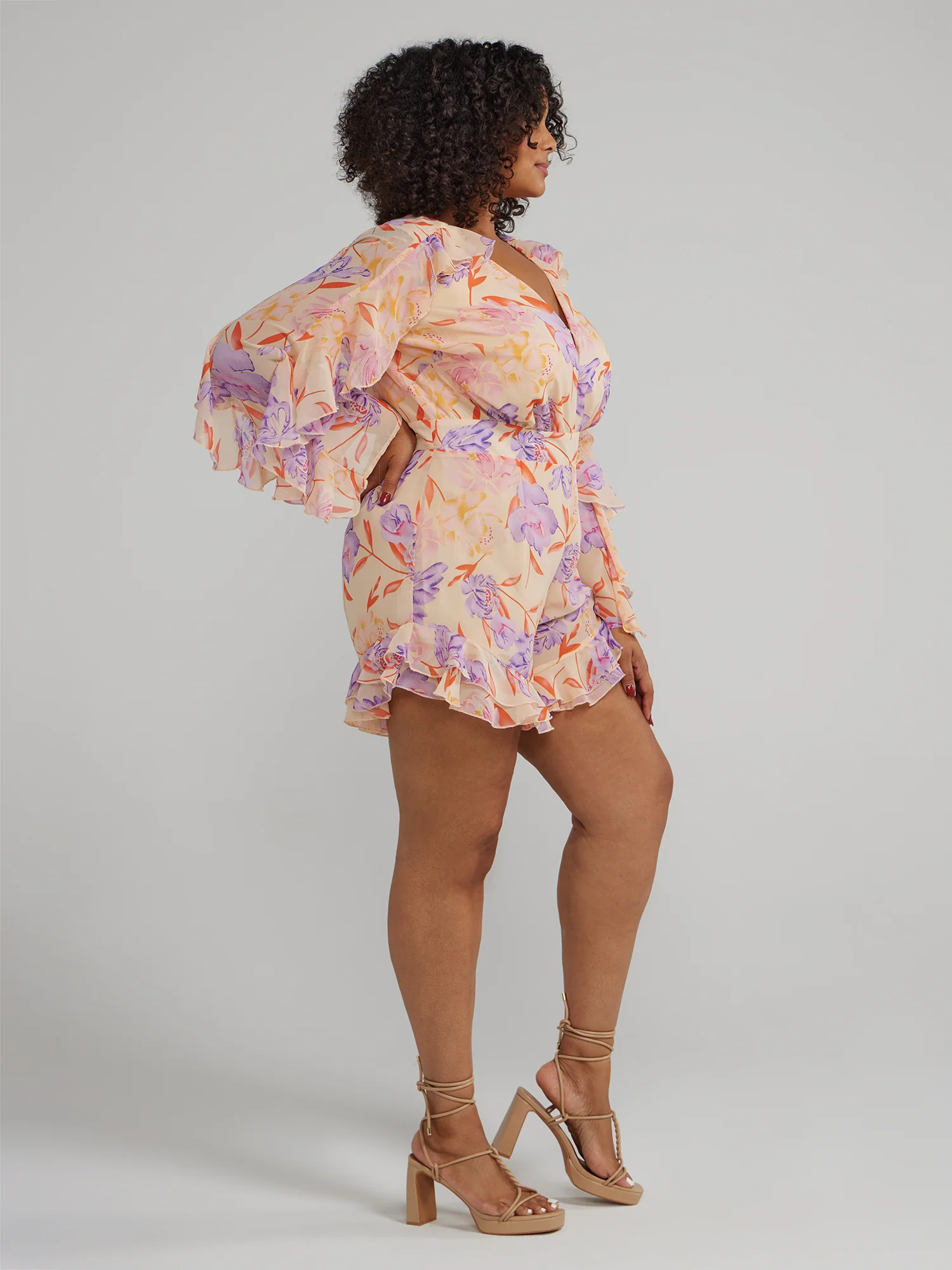 Ruffle Detail Floral Romper - Image 2