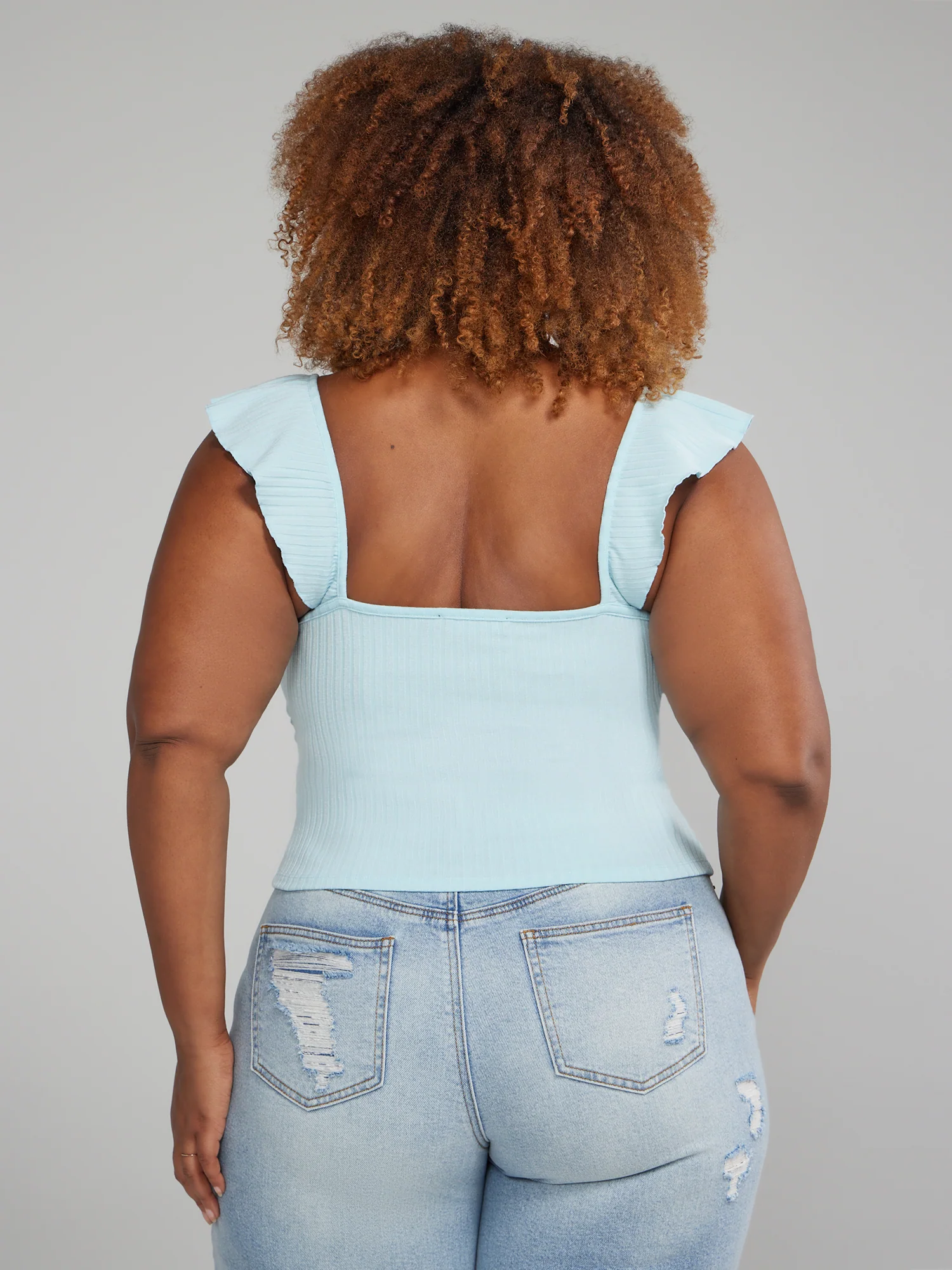 Ruffle Sleeve Ribbed Top - Image 3