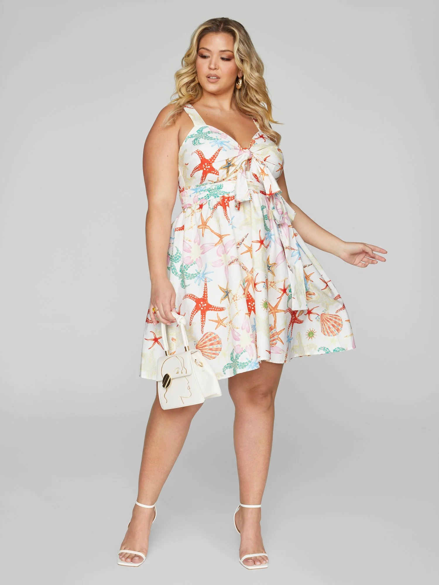 Sabrina Seashell Print Tie Front Dress - Image 3