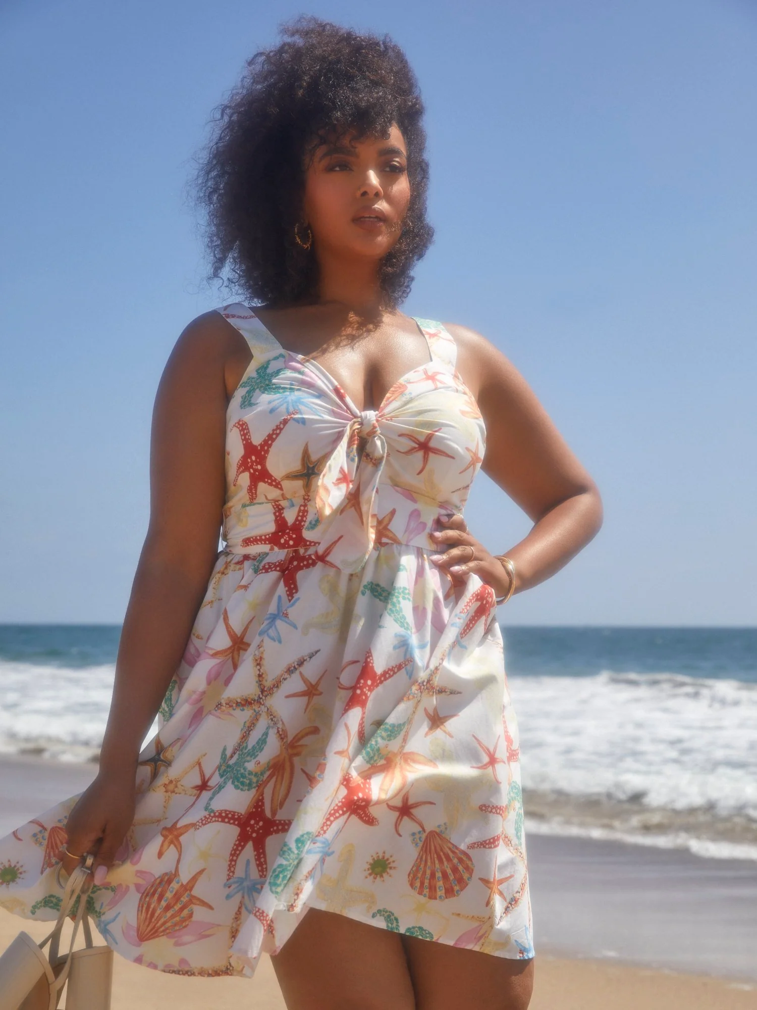 Sabrina Seashell Print Tie Front Dress - Image 5