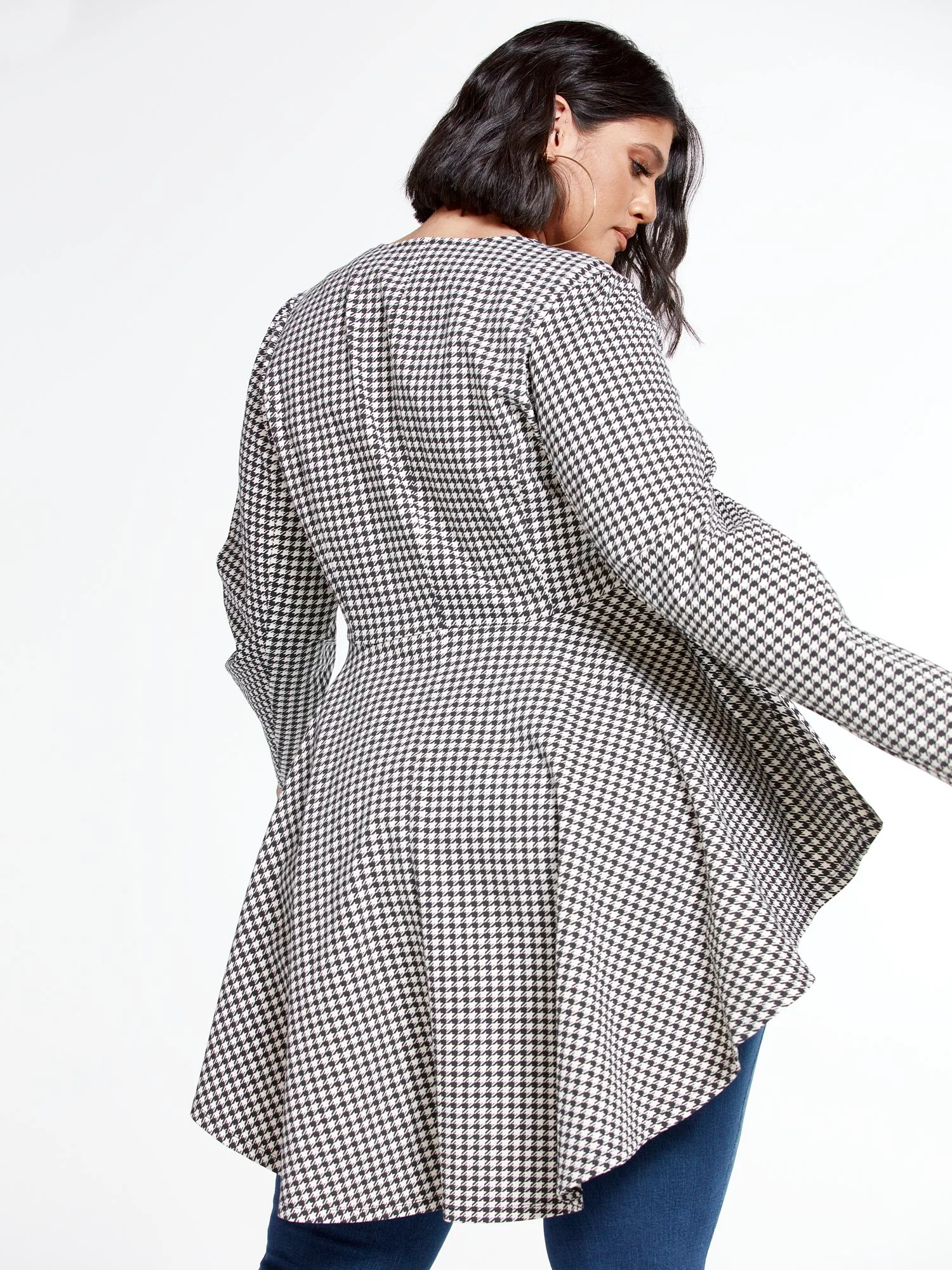 Sasha Good Form Ponte Houndstooth Peplum Blazer - Image 3