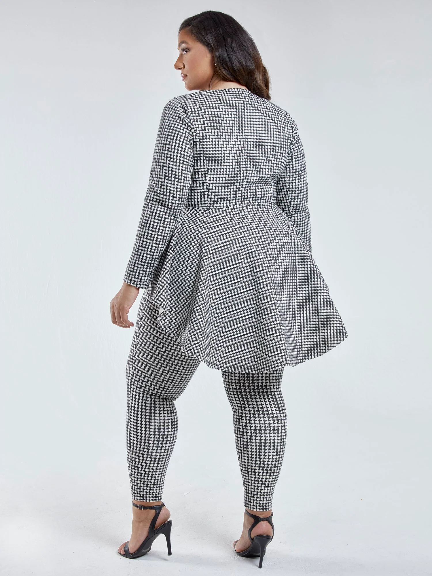 Sasha Good Form Ponte Houndstooth Peplum Blazer - Image 6