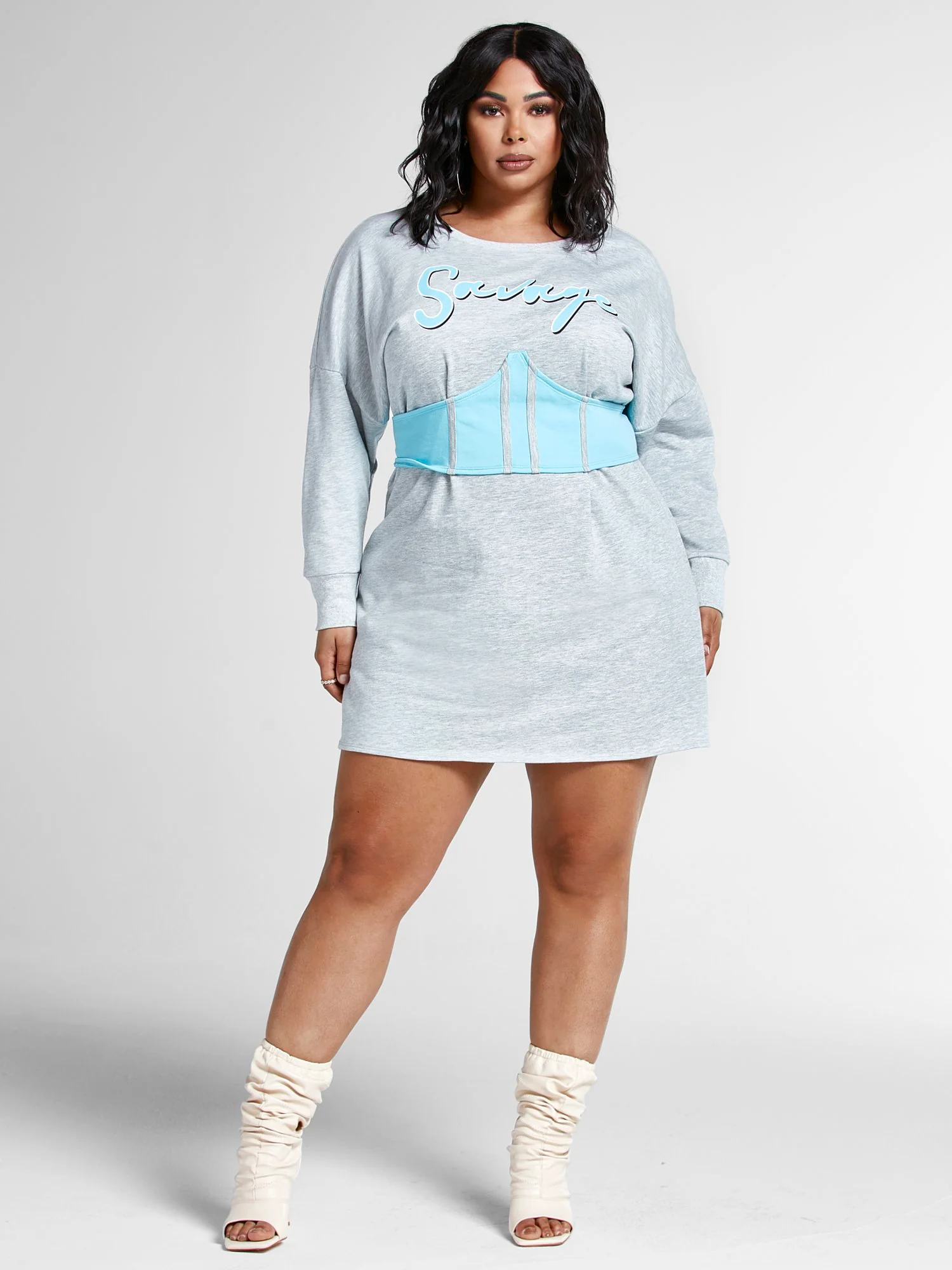 'Savage' Corset Sweatshirt Dress - Image 4