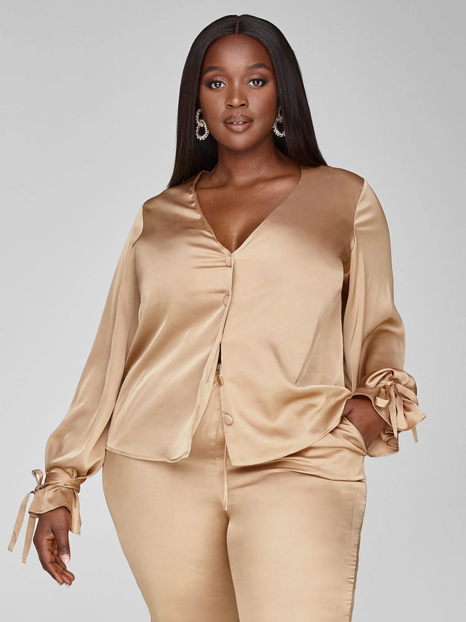 Selena Satin Button Down Shirt