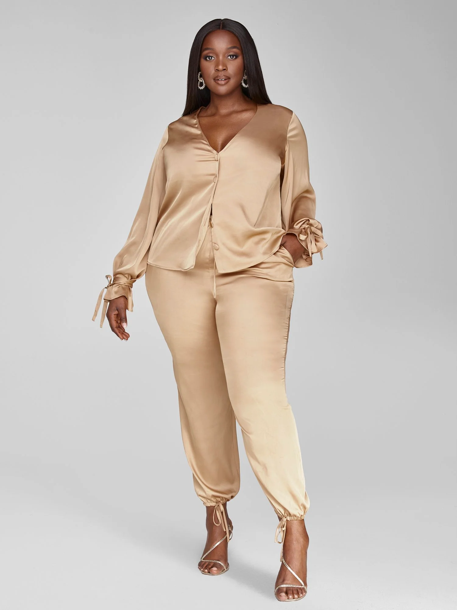 Selena Satin Button Down Shirt - Image 3