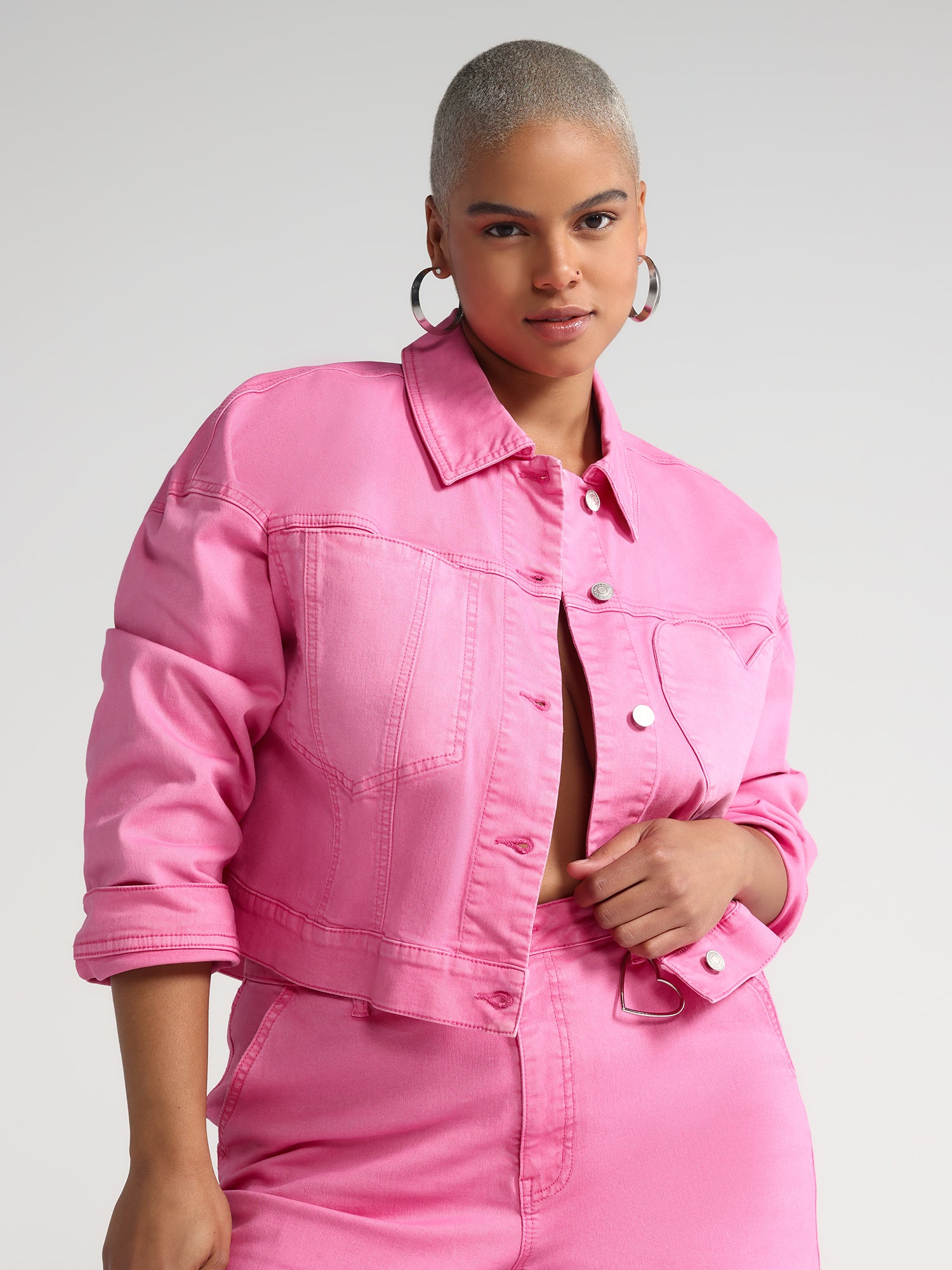 Shanica Cropped Denim Jacket - Image 2