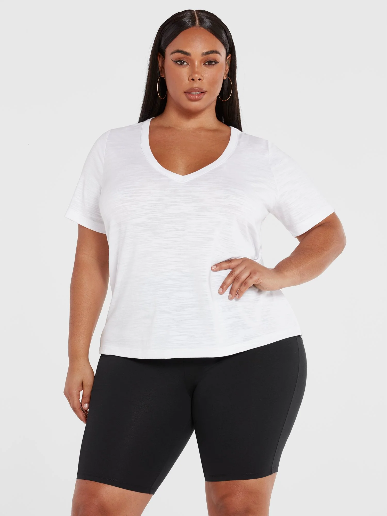 Sia V-Neck Slub Knit T-Shirt - Image 14