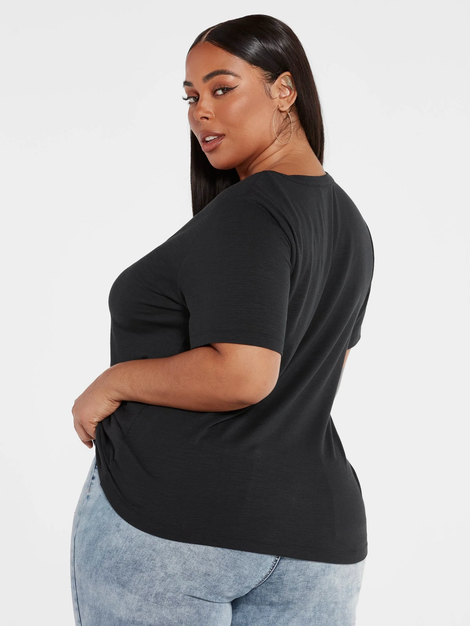 Sia V-Neck Slub Knit T-Shirt - Image 3