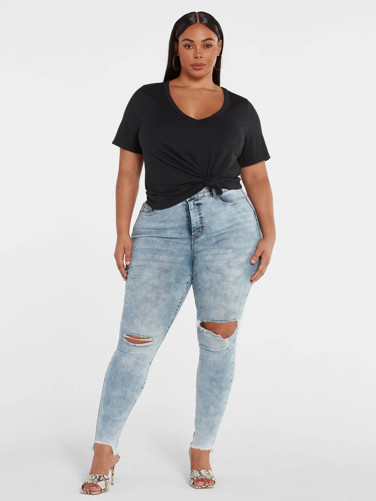 Sia V-Neck Slub Knit T-Shirt - Image 4