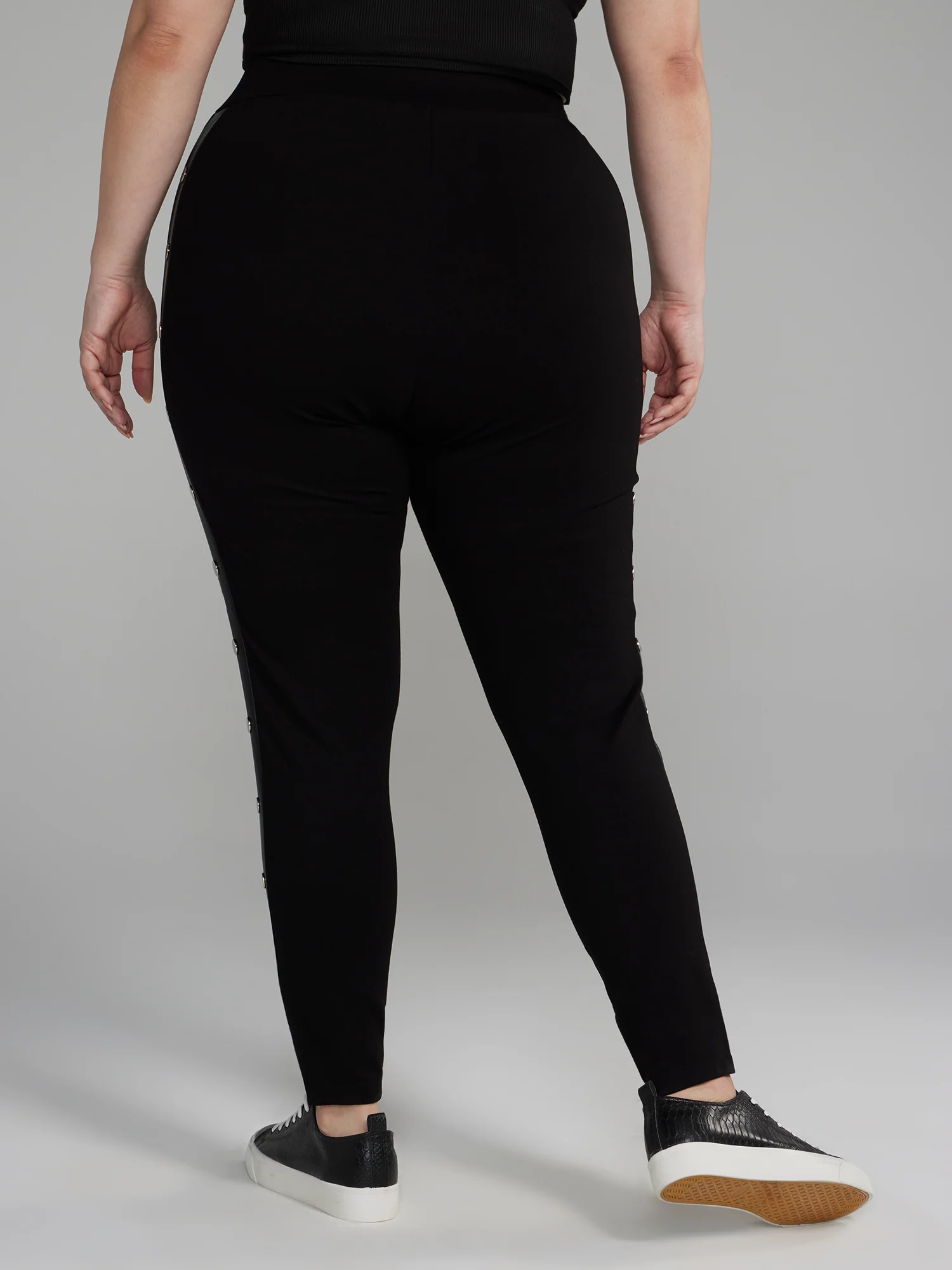 Side Button Detail Ponte Knit Leggings - Image 3