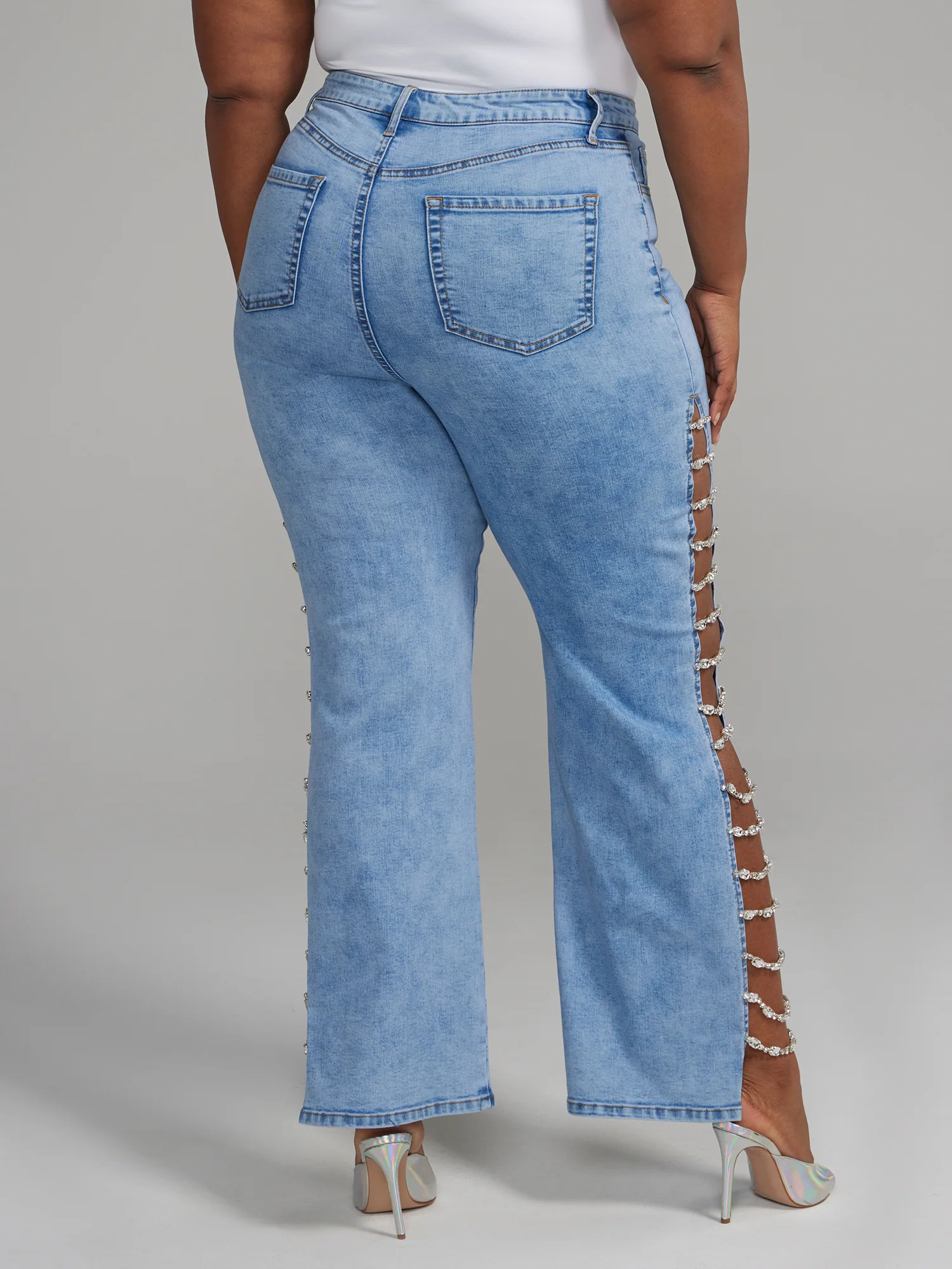 Side Chain Detail Straight Leg Jeans - Image 3