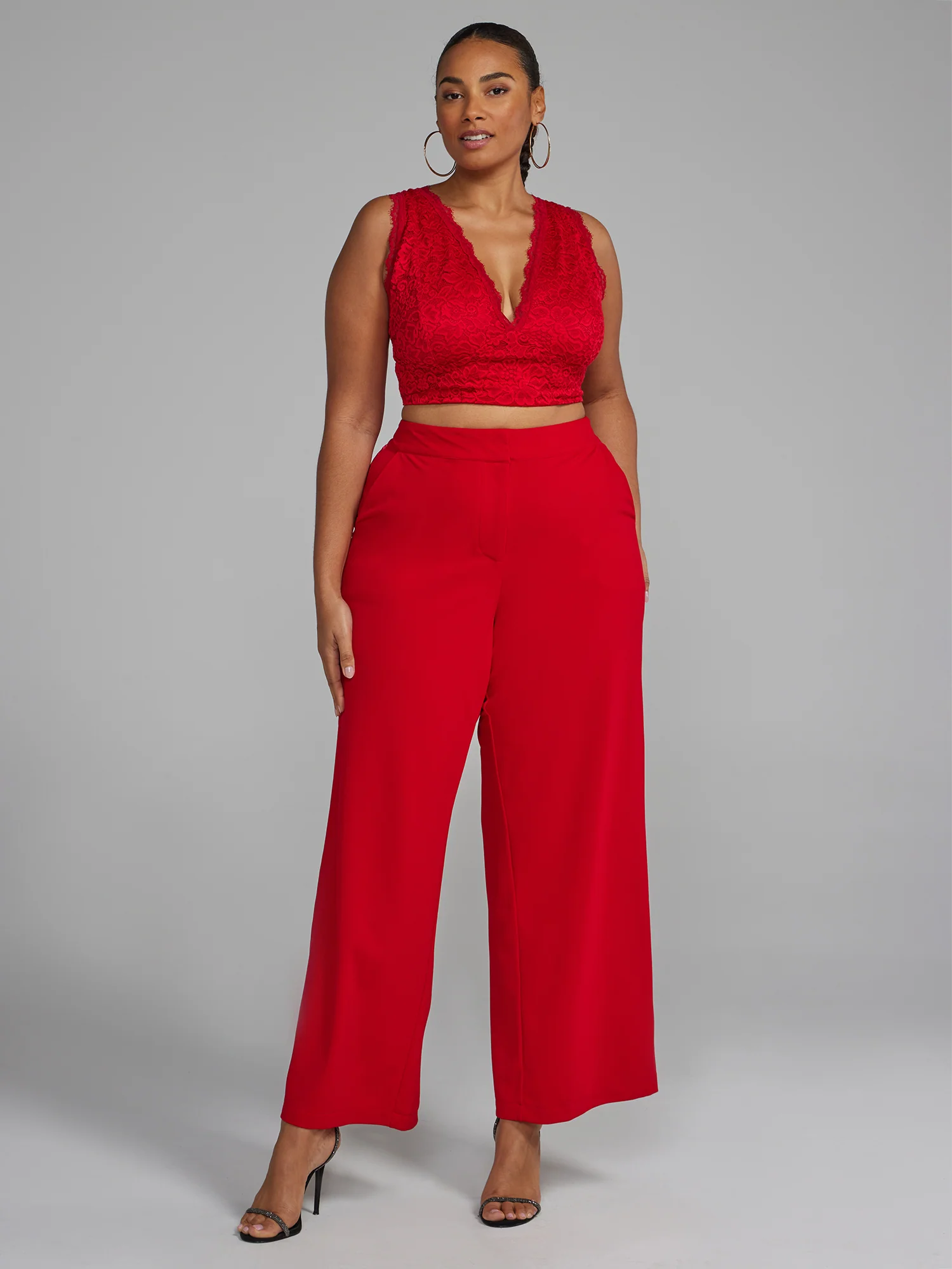 Side Satin Stripe Wide Leg Pants - Image 4