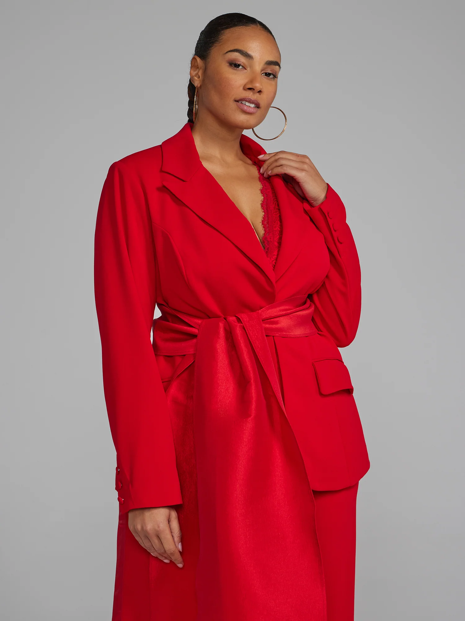 Single Breasted Tie-Waist Blazer - Image 4