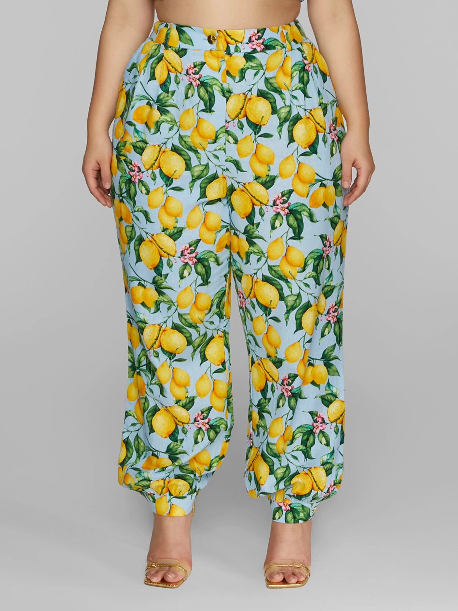 Skye Lemon Print Jogger Style Pants - Image 2