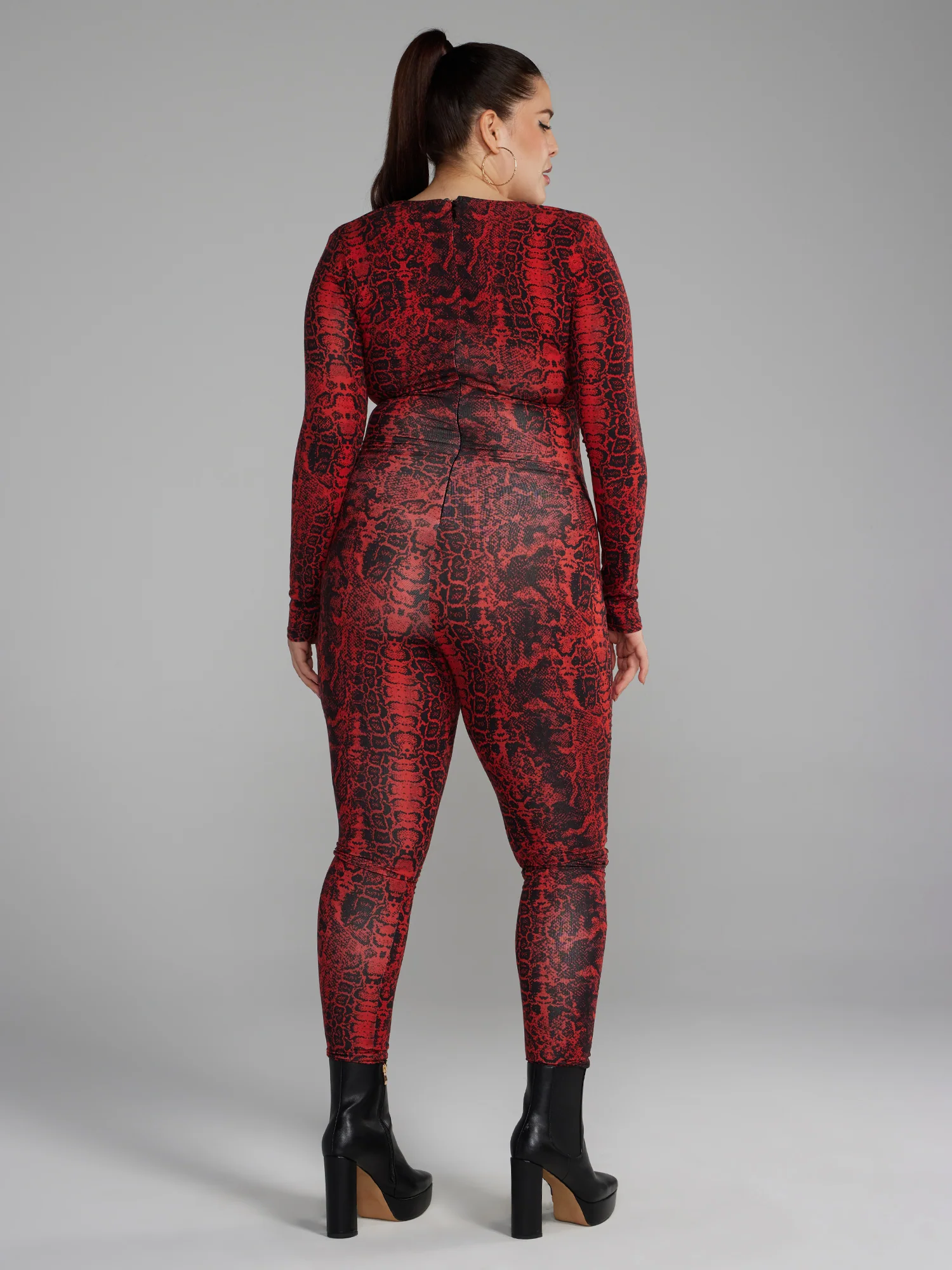 Snake Print Ruched Catsuit - Image 3