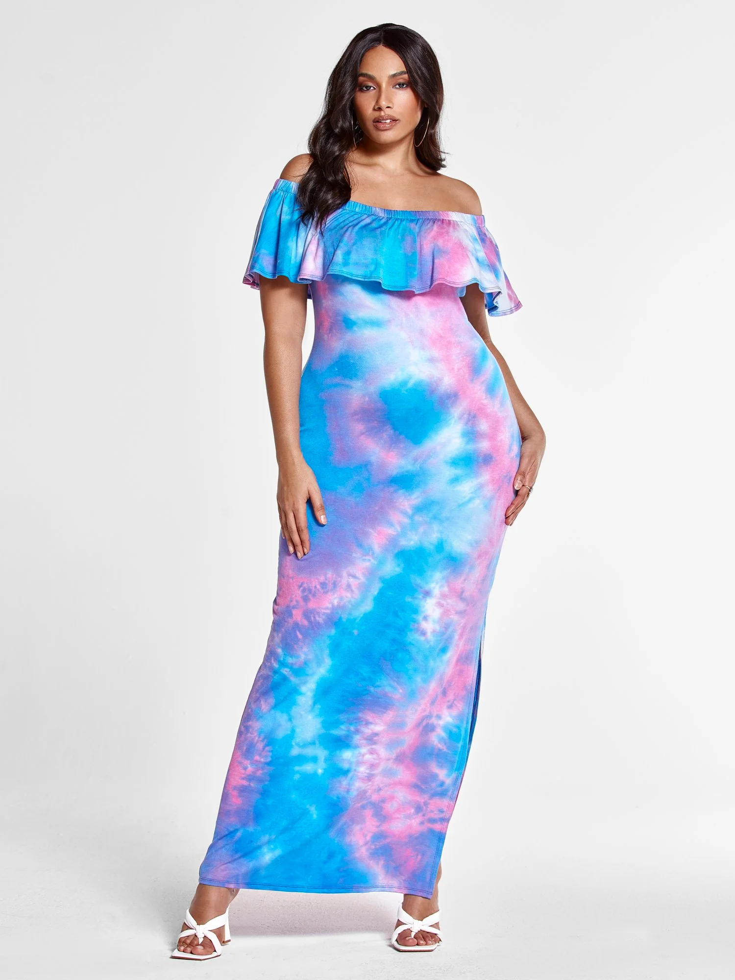 Soraya Tie Dye Off The Shoulder Maxi Dress